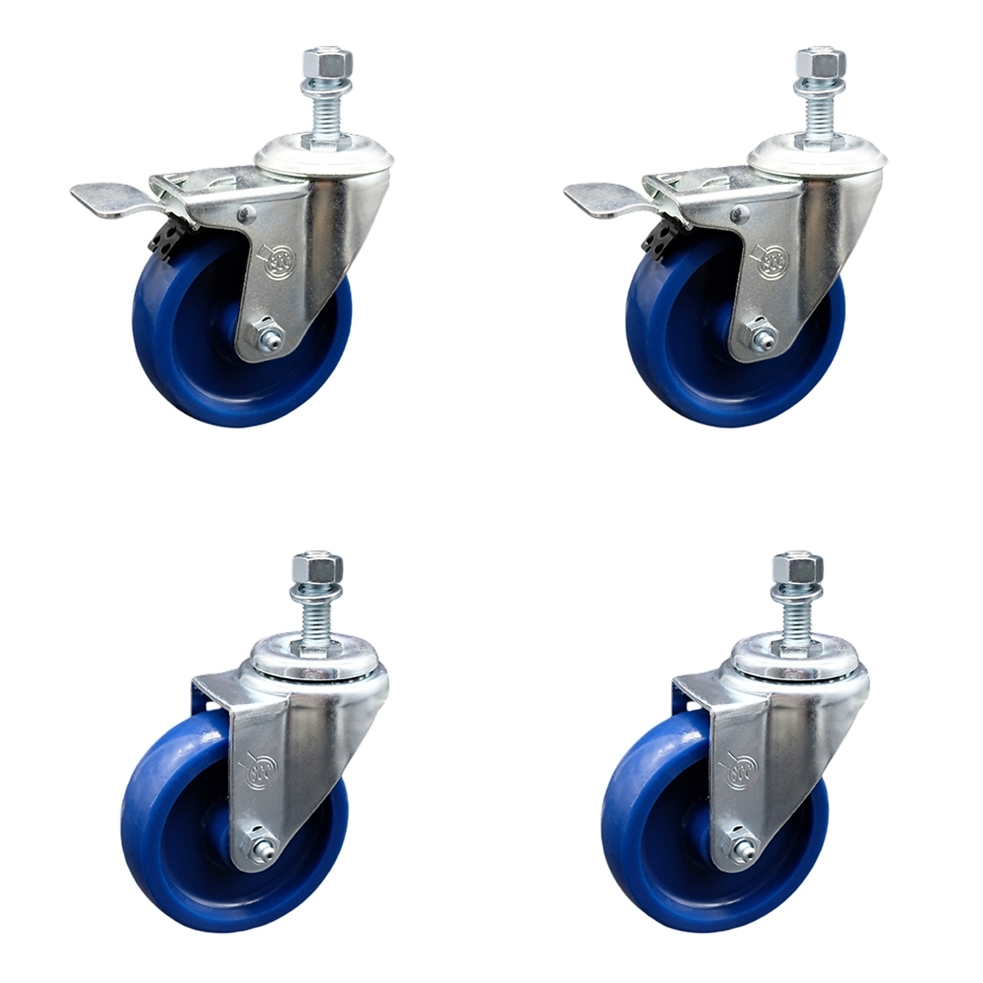 Service Caster, 4Inch x 1 1/4Inch Stem Casters, Wheel Diameter 4 in, Caster Type Swivel, Package (qty.) 4, Model SCC-TSTTL20S414-SPUS-121315-2-S-2