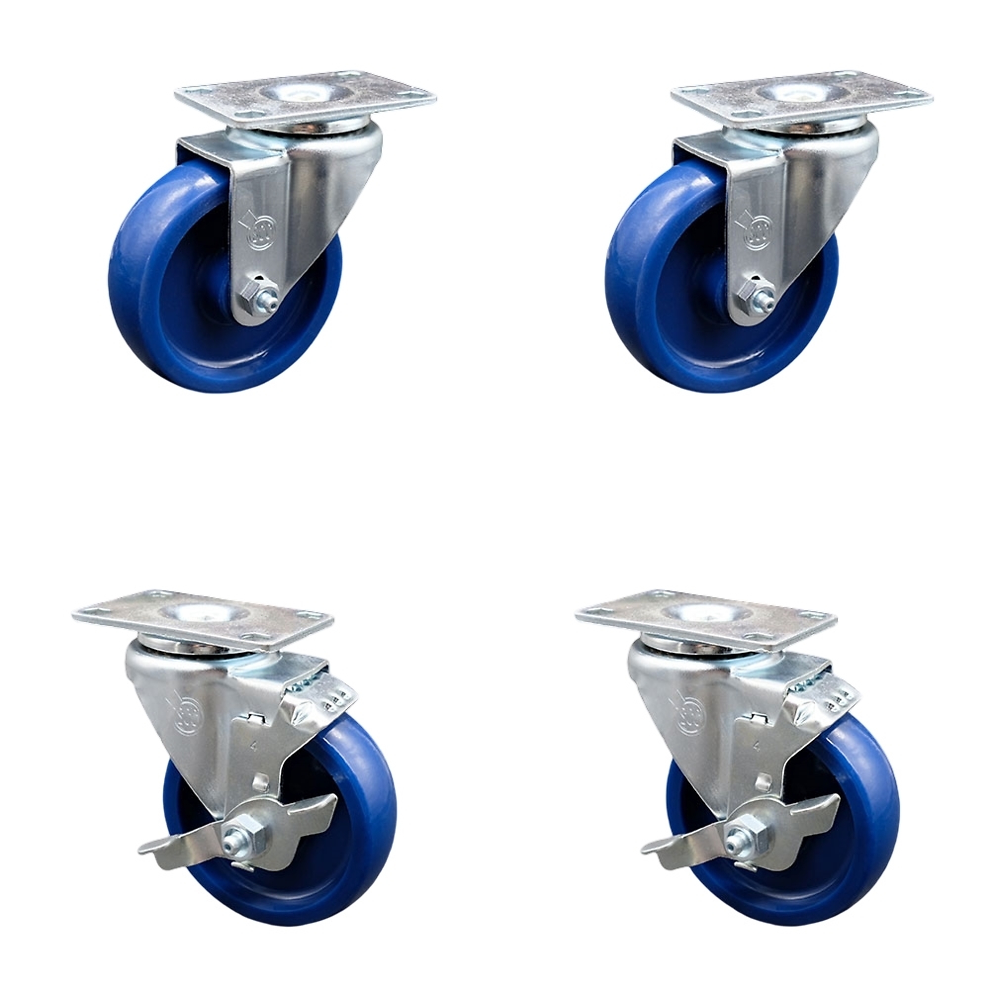 Service Caster, 4Inch x 1 1/4Inch Plate Casters, Wheel Diameter 4 in, Caster Type Swivel, Package (qty.) 4, Model SCC-20S414-SPUS-2-TLB-2