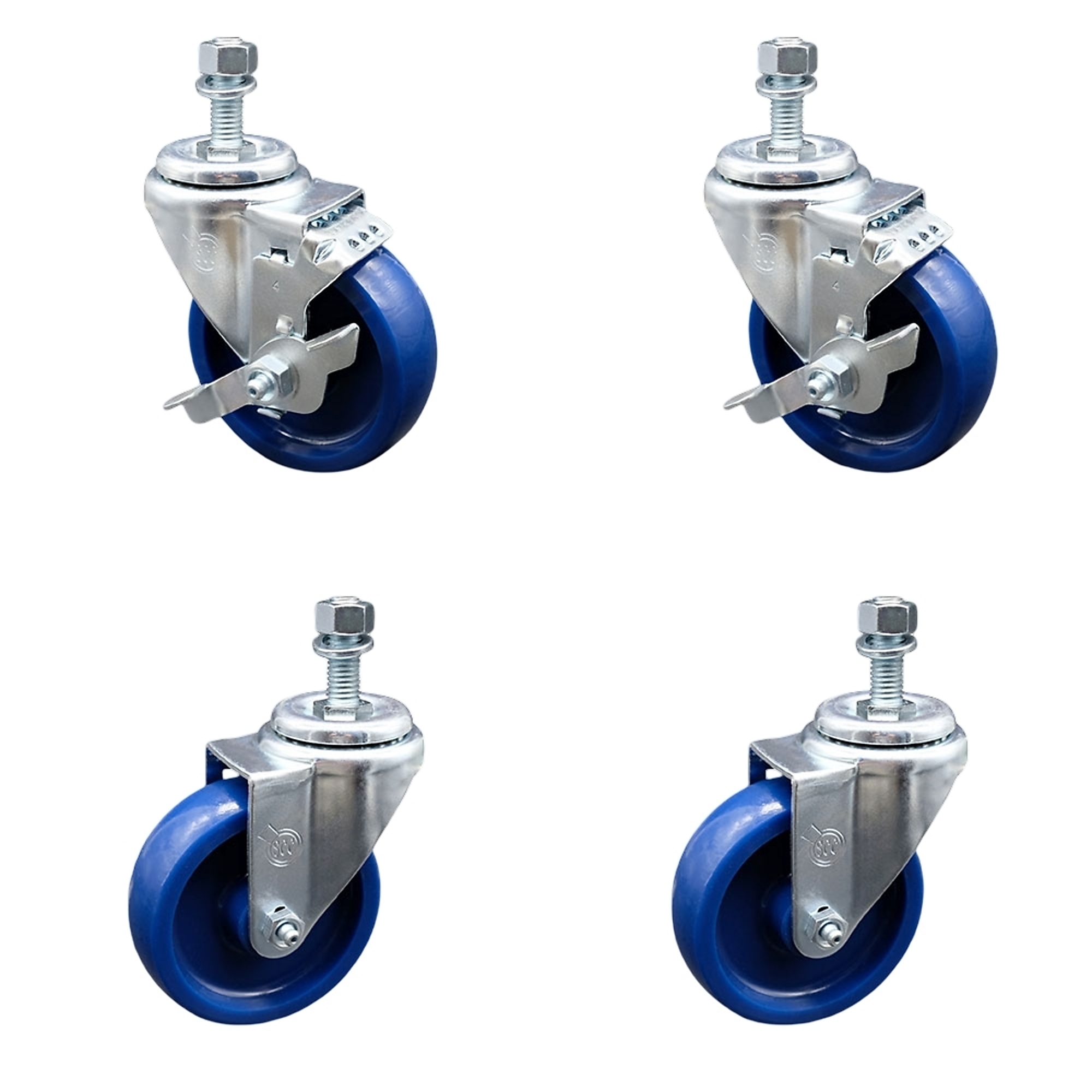 Service Caster, 4Inch x 1 1/4Inch Stem Casters, Wheel Diameter 4 in, Caster Type Swivel, Package (qty.) 4, Model SCC-TS20S414-SPUS-M1215-2-TLB-2