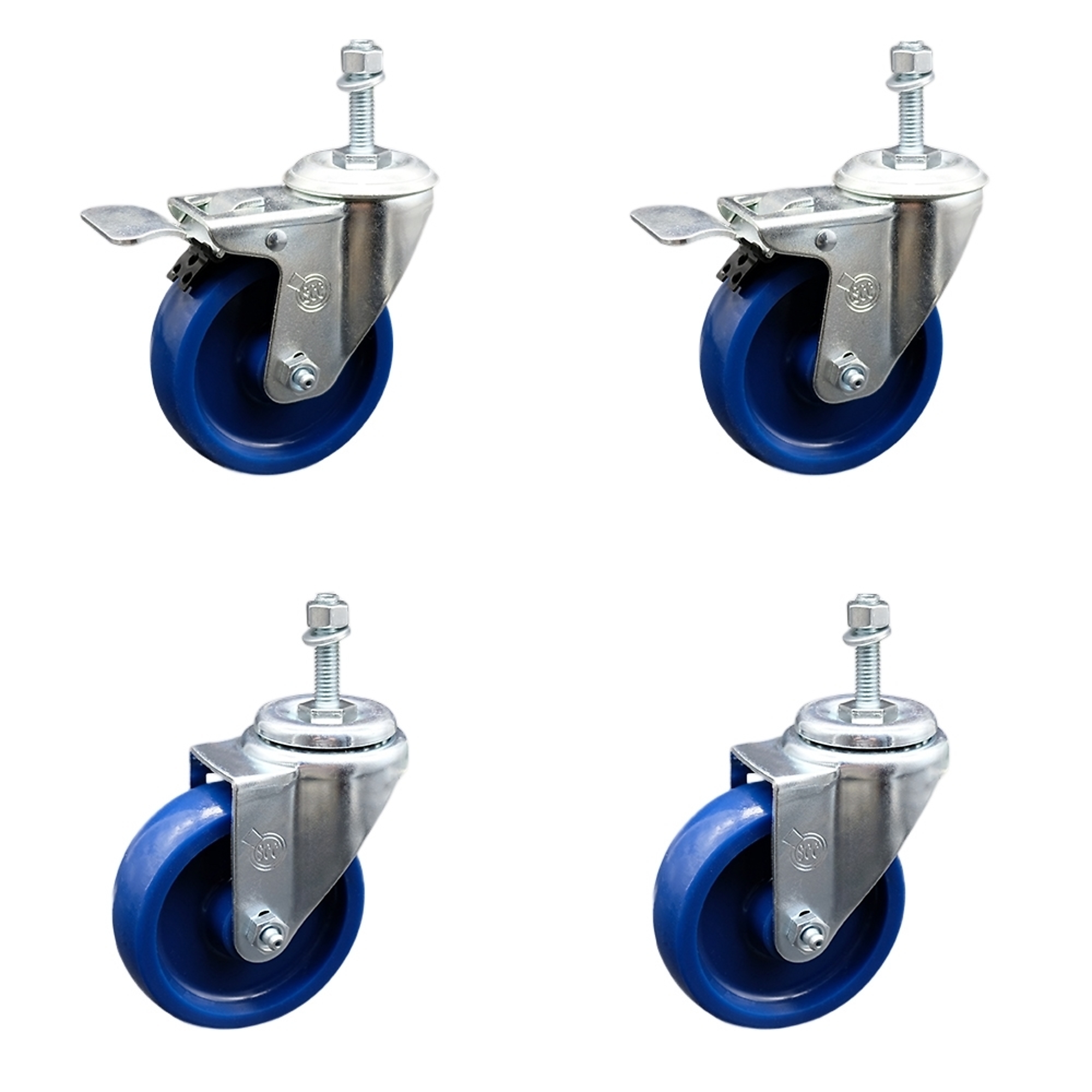 Service Caster, 4Inch x 1 1/4Inch Stem Casters, Wheel Diameter 4 in, Caster Type Swivel, Package (qty.) 4, Model SCC-SSTSTTL20S414-SPUS-381615-2-S2