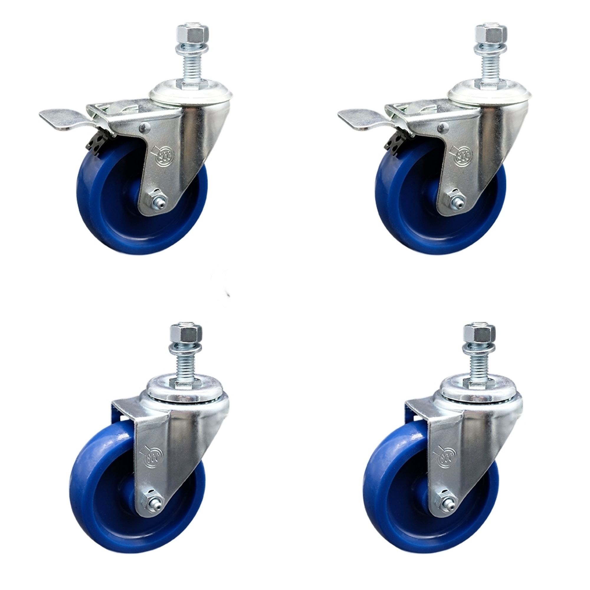 Service Caster, 4Inch x 1 1/4Inch Stem Casters, Wheel Diameter 4 in, Caster Type Swivel, Package (qty.) 4, Model SCC-TSTTL20S414-SPUS-M1215-2-S-2