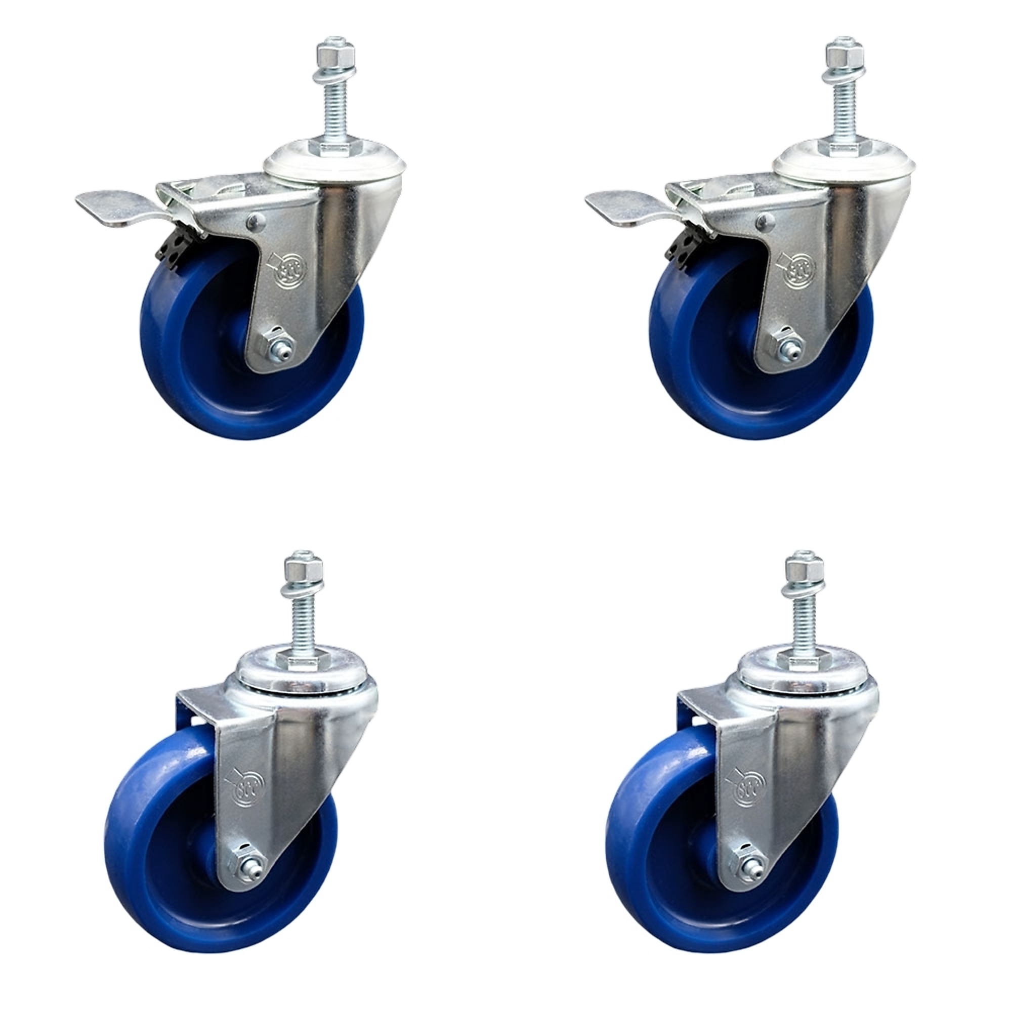 Service Caster, 4Inch x 1 1/4Inch Stem Casters, Wheel Diameter 4 in, Caster Type Swivel, Package (qty.) 4, Model SCC-TSTTL20S414-SPUS-381615-2-S-2