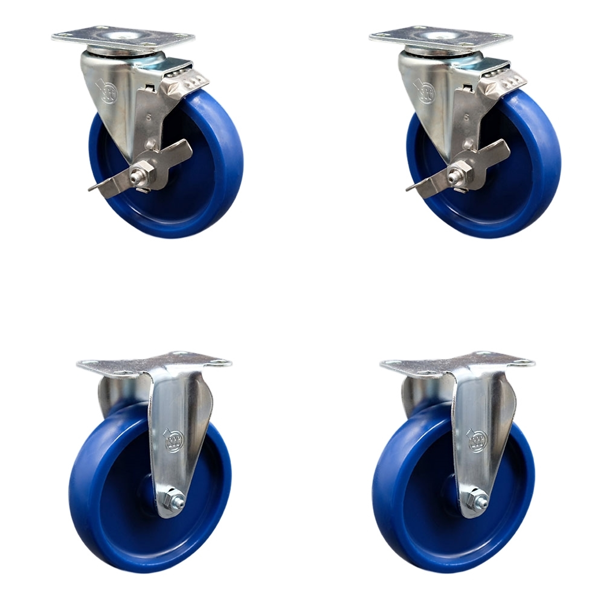 Service Caster, 5Inch x 1 1/4Inch Plate Casters, Wheel Diameter 5 in, Caster Type Swivel, Package (qty.) 4, Model SCC-20S514-SPUS-TLB-2-R-2