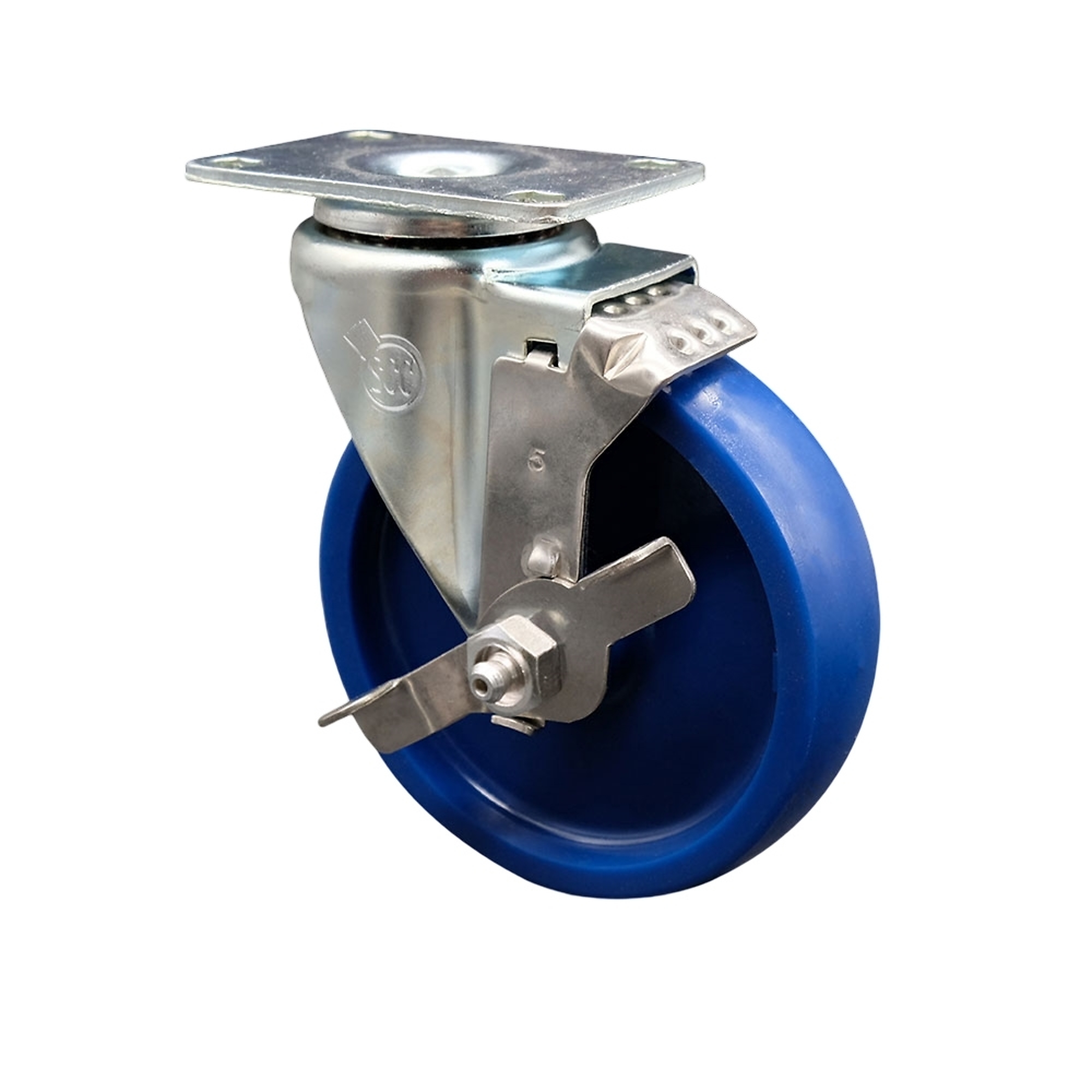 Service Caster, 5Inch x 1 1/4Inch Plate Caster, Wheel Diameter 5 in, Caster Type Swivel, Package (qty.) 1, Model SCC-20S514-SPUS-TLB