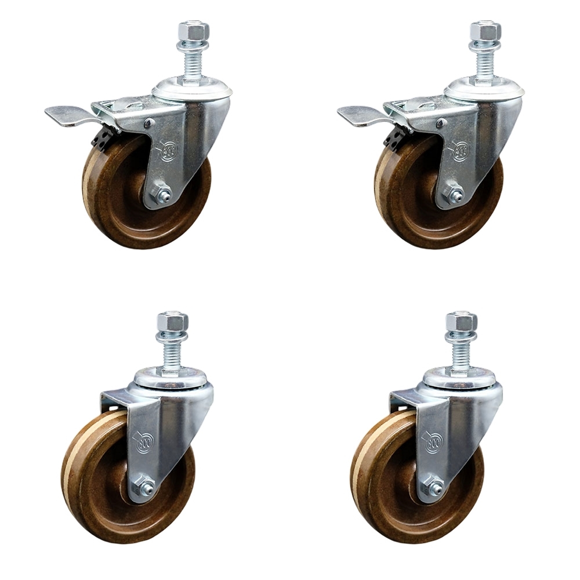 Service Caster, 4Inch x 1 1/4Inch Stem Casters, Wheel Diameter 4 in, Caster Type Swivel, Package (qty.) 4, Model SCC-TSTTL20S414-PHRHT-M1215-2-S-2