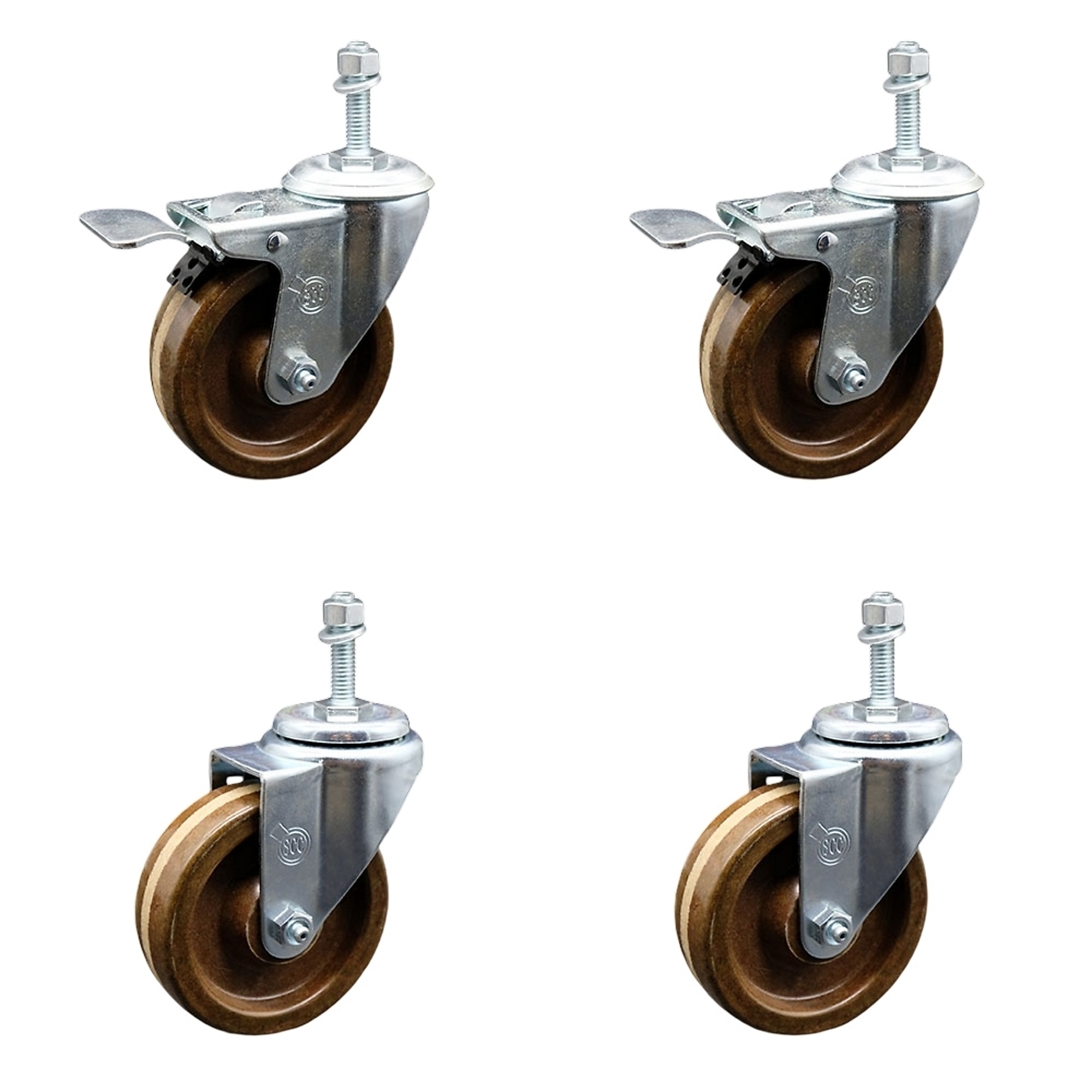 Service Caster, 4Inch x 1 1/4Inch Stem Casters, Wheel Diameter 4 in, Caster Type Swivel, Package (qty.) 4, Model SCC-TSTTL20S414-PHRHT-M1015-2-S-2