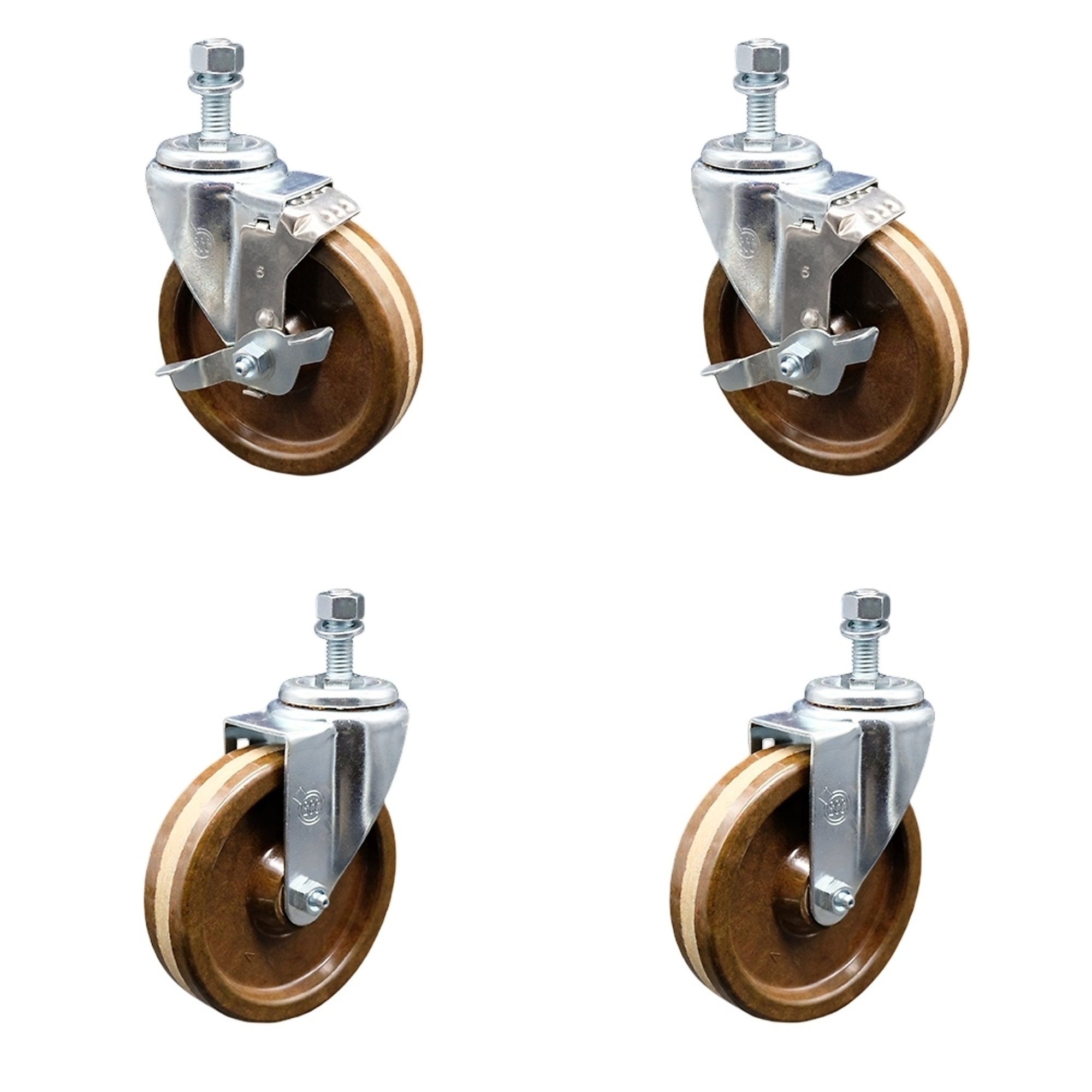 Service Caster, 5Inch x 1 1/4Inch Stem Casters, Wheel Diameter 5 in, Caster Type Swivel, Package (qty.) 4, Model SCC-TS20S514-PHRHT-121315-2-TLB-2