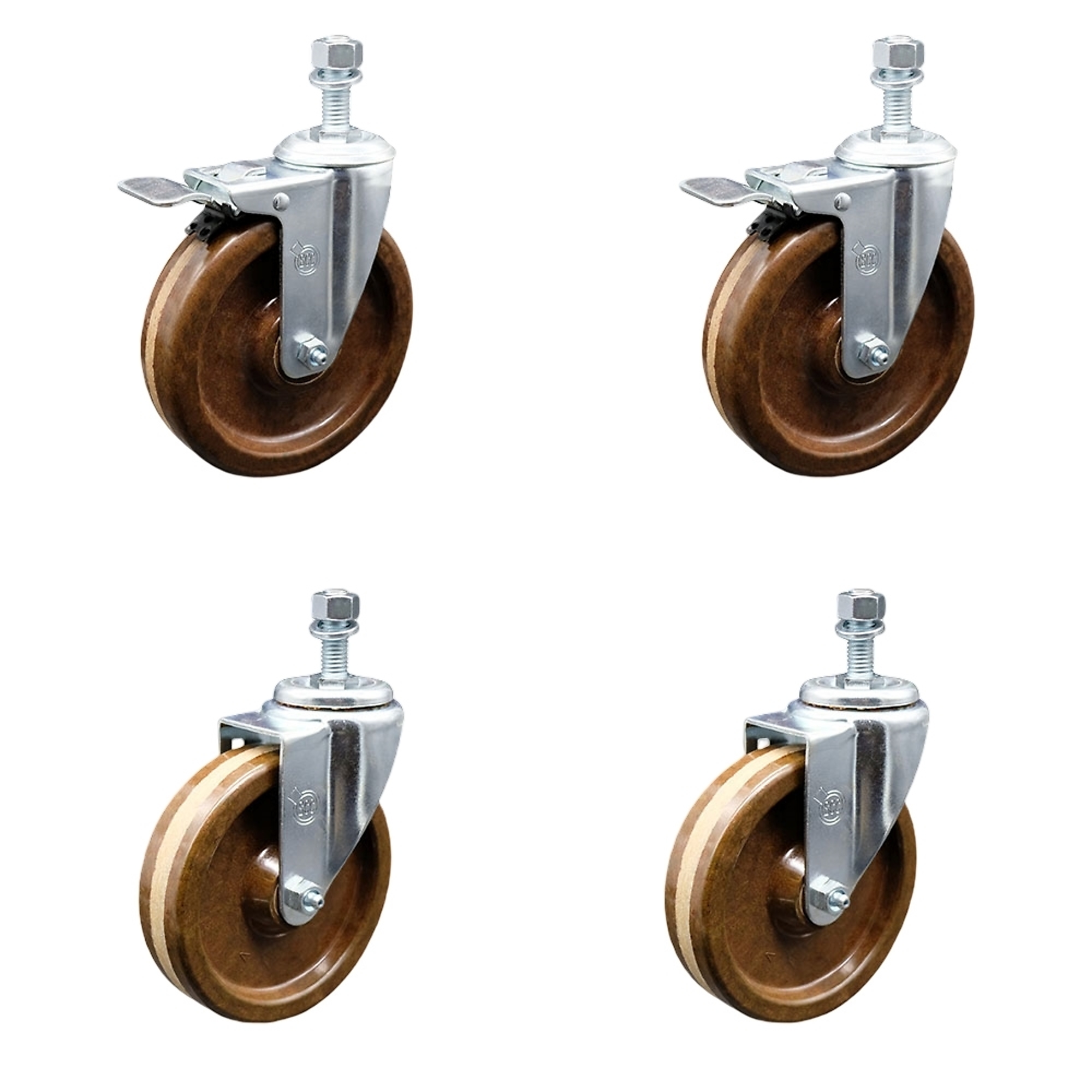 Service Caster, 5Inch x 1 1/4Inch Stem Casters, Wheel Diameter 5 in, Caster Type Swivel, Package (qty.) 4, Model SCC-TSTTL20S514-PHRHT-121315-2-S-2