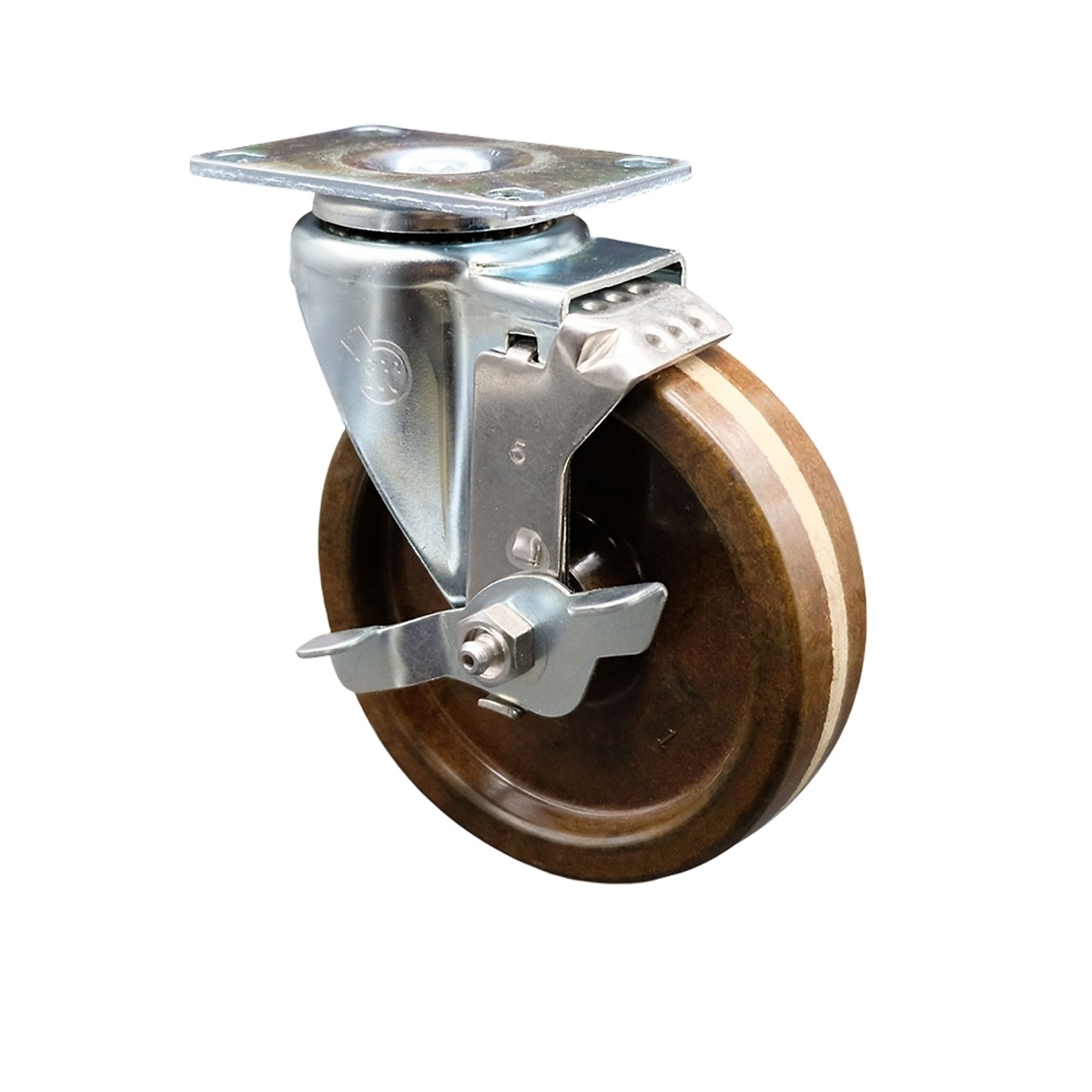 Service Caster, 5Inch x 1 1/4Inch Plate Caster, Wheel Diameter 5 in, Caster Type Swivel, Package (qty.) 1, Model SCC-20S514-PHRHT-TLB