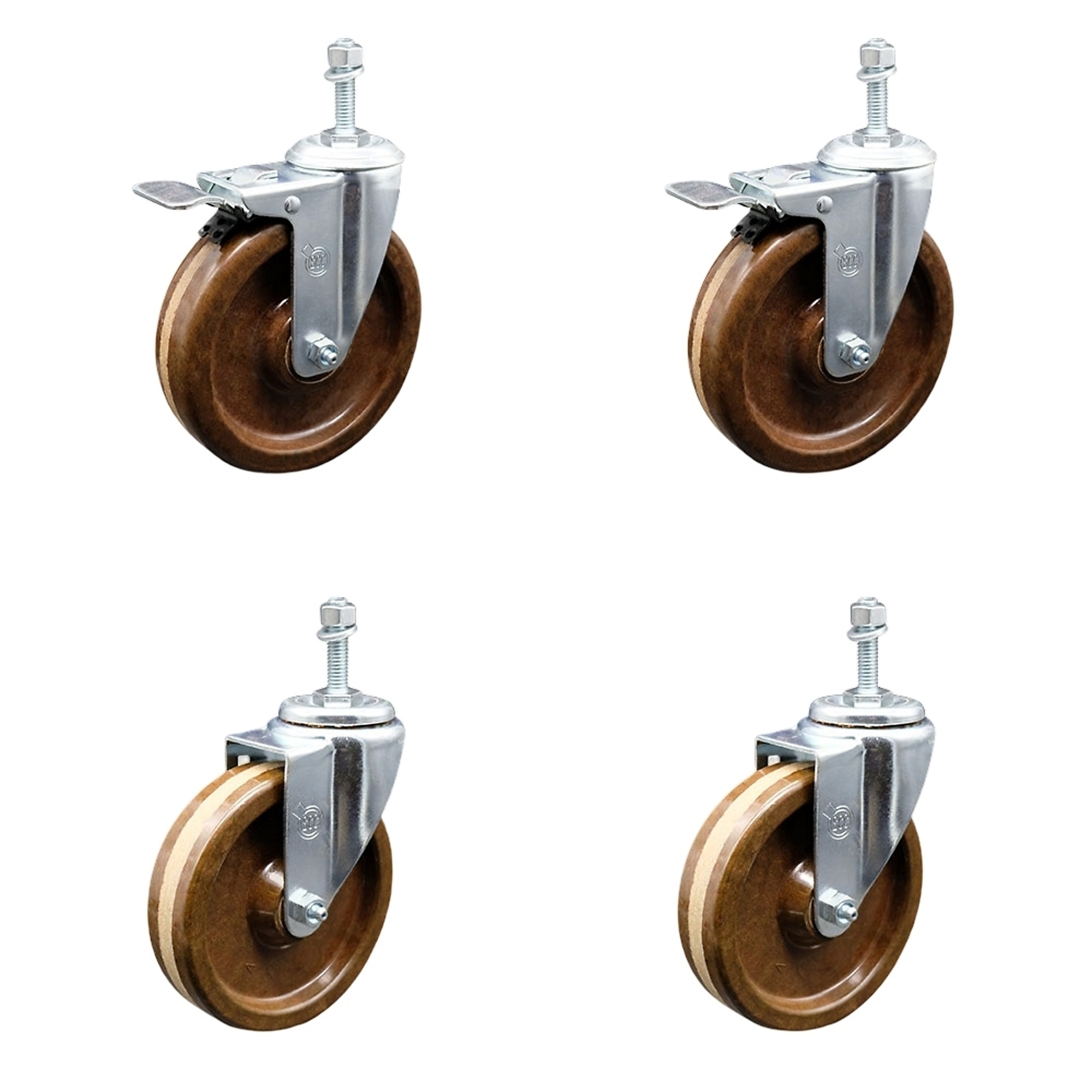 Service Caster, 5Inch x 1 1/4Inch Stem Casters, Wheel Diameter 5 in, Caster Type Swivel, Package (qty.) 4, Model SCC-TSTTL20S514-PHRHT-381615-2-S-2