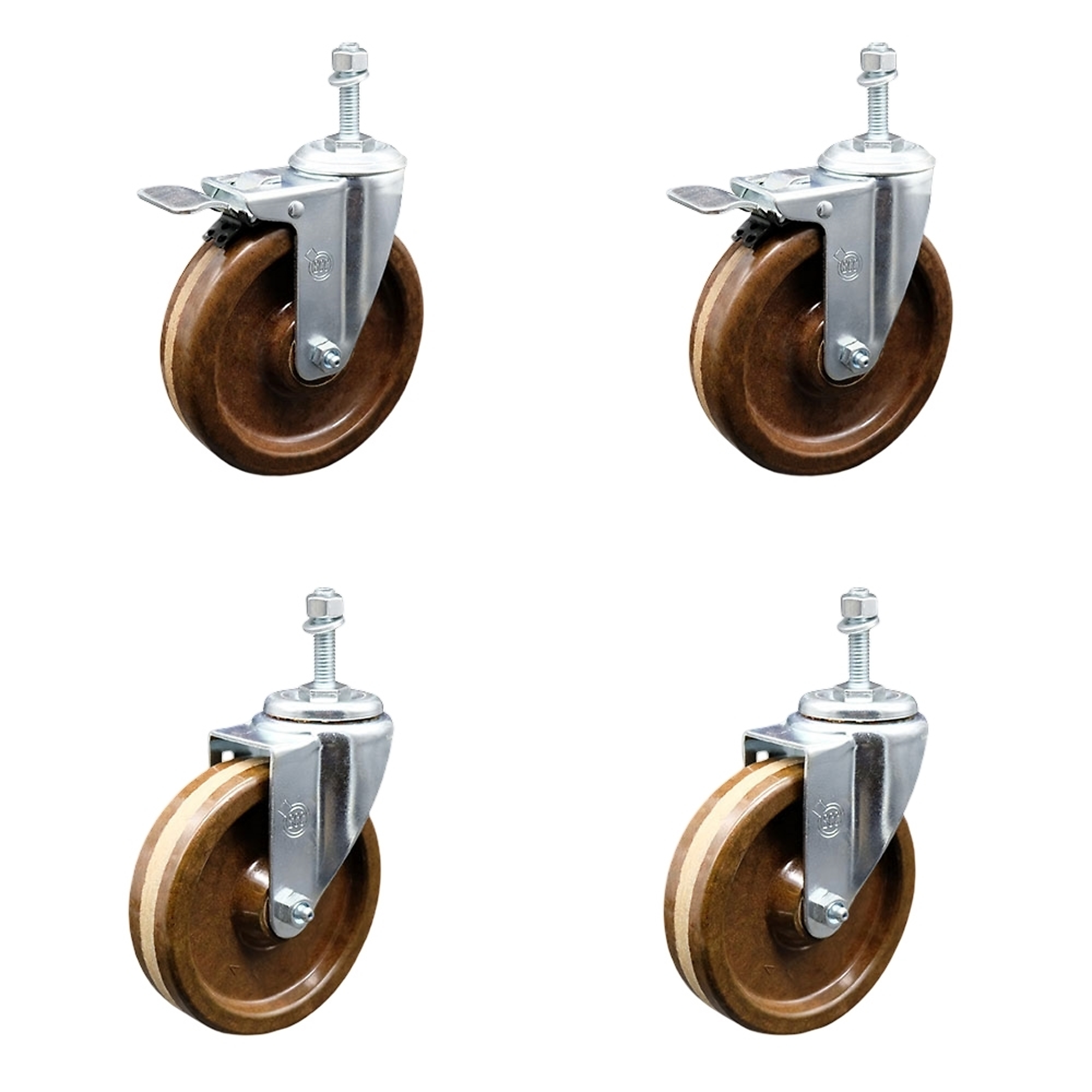 Service Caster, 5Inch x 1 1/4Inch Stem Casters, Wheel Diameter 5 in, Caster Type Swivel, Package (qty.) 4, Model SCC-TSTTL20S514-PHRHT-M1015-2-S-2