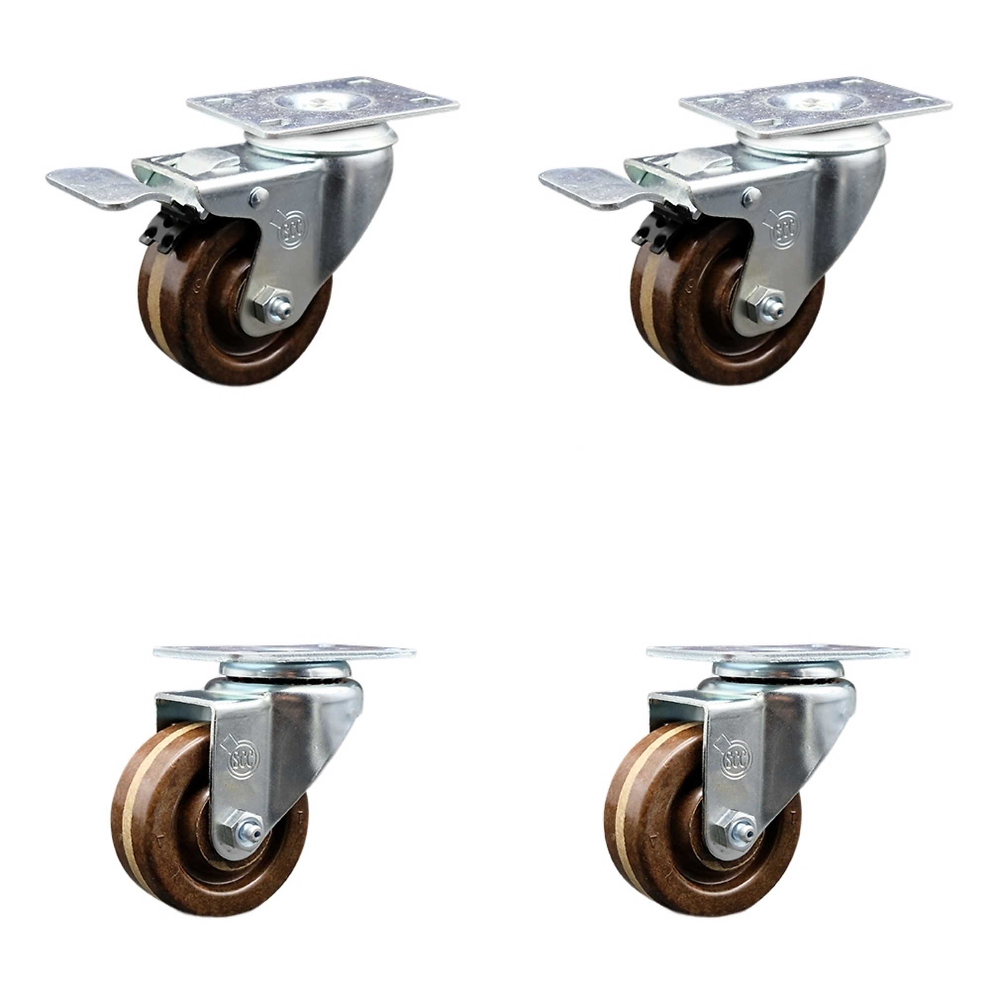 Service Caster, 3Inch x 1 1/4Inch Plate Casters, Wheel Diameter 3 in, Caster Type Swivel, Package (qty.) 4, Model SCC-TTL20S314-PHSHT-2-S-2