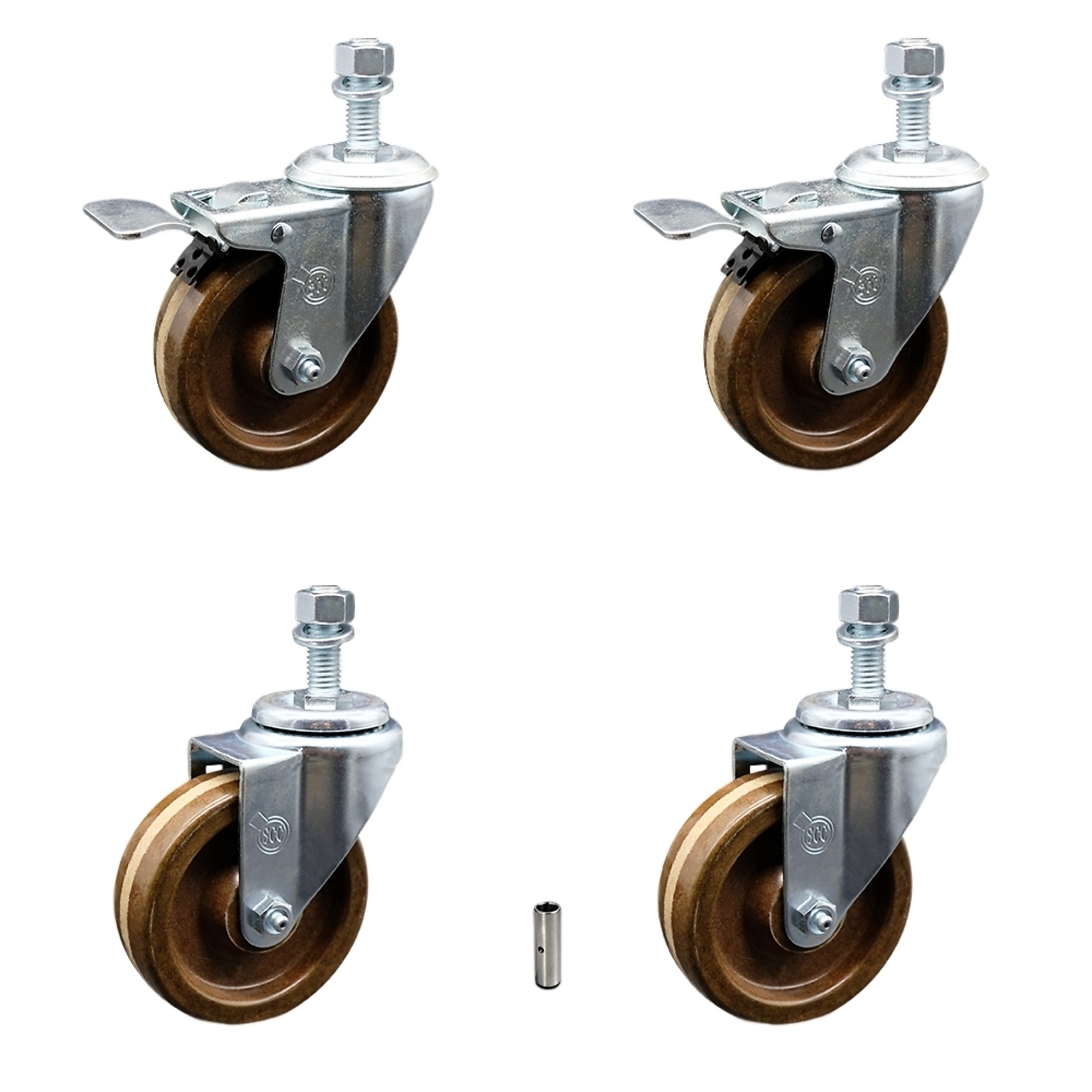 Service Caster, 4Inch x 1 1/4Inch Stem Casters, Wheel Diameter 4 in, Caster Type Swivel, Package (qty.) 4, Model SCC-TSTTL20S414-PHSHT-M1215-2-S-2