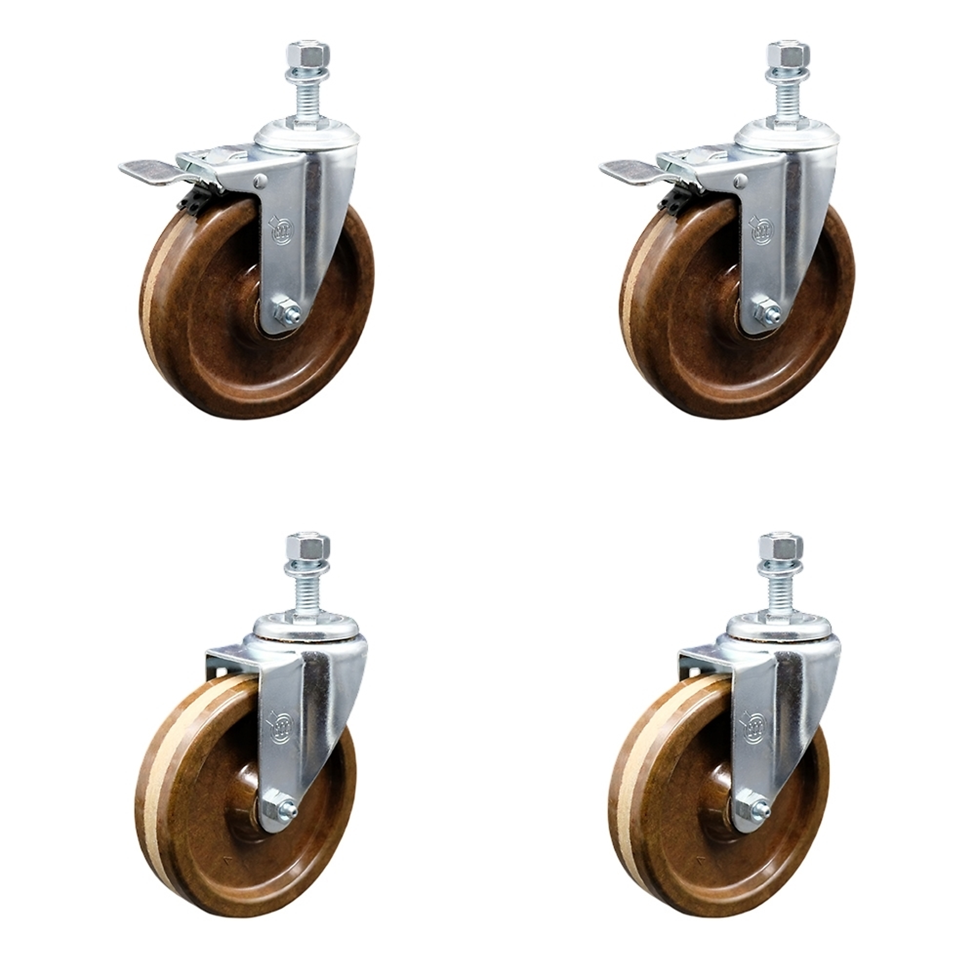 Service Caster, 5Inch x 1 1/4Inch Stem Casters, Wheel Diameter 5 in, Caster Type Swivel, Package (qty.) 4, Model SCC-TSTTL20S514-PHSHT-M1215-2-S-2