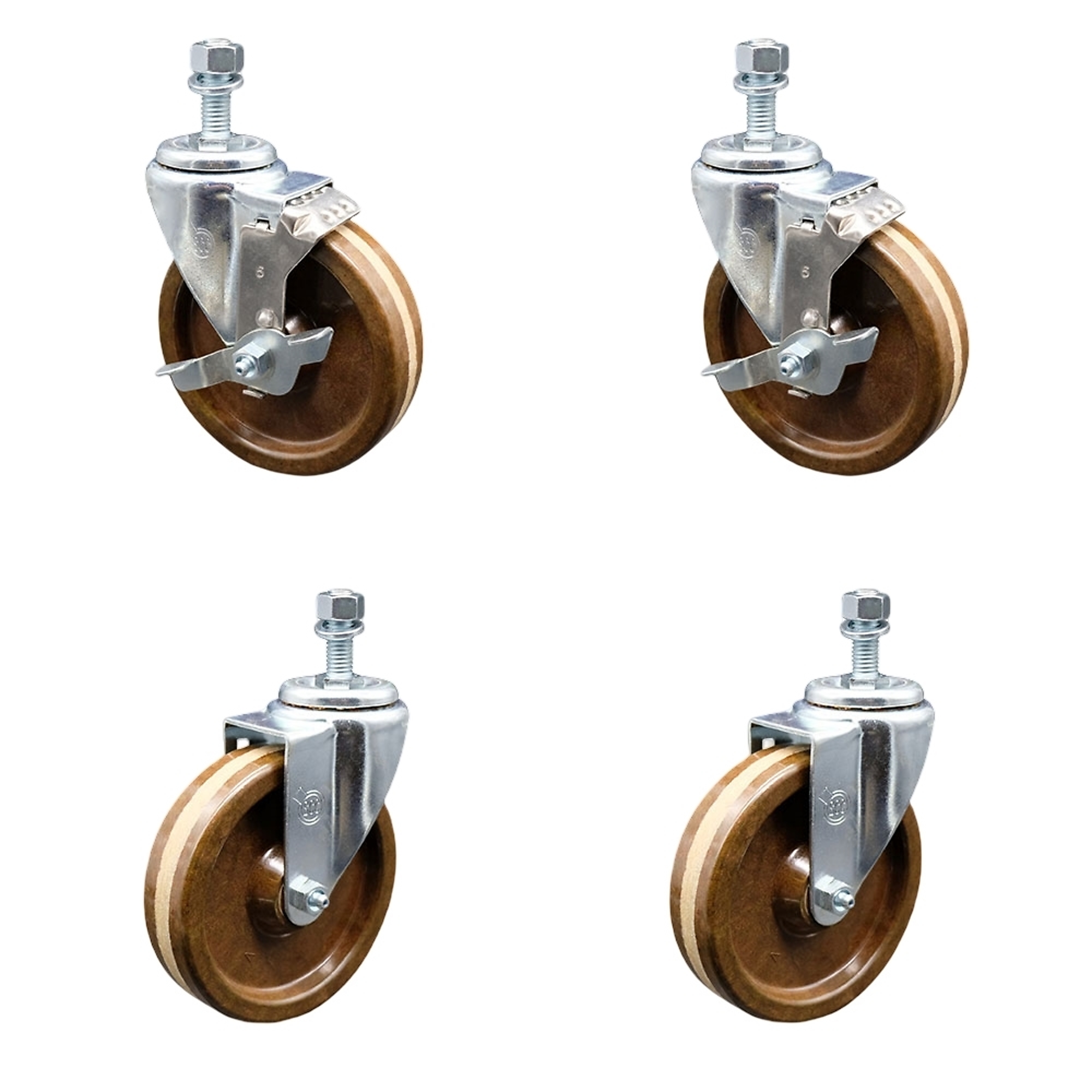 Service Caster, 5Inch x 1 1/4Inch Stem Casters, Wheel Diameter 5 in, Caster Type Swivel, Package (qty.) 4, Model SCC-TS20S514-PHSHT-121315-2-TLB-2