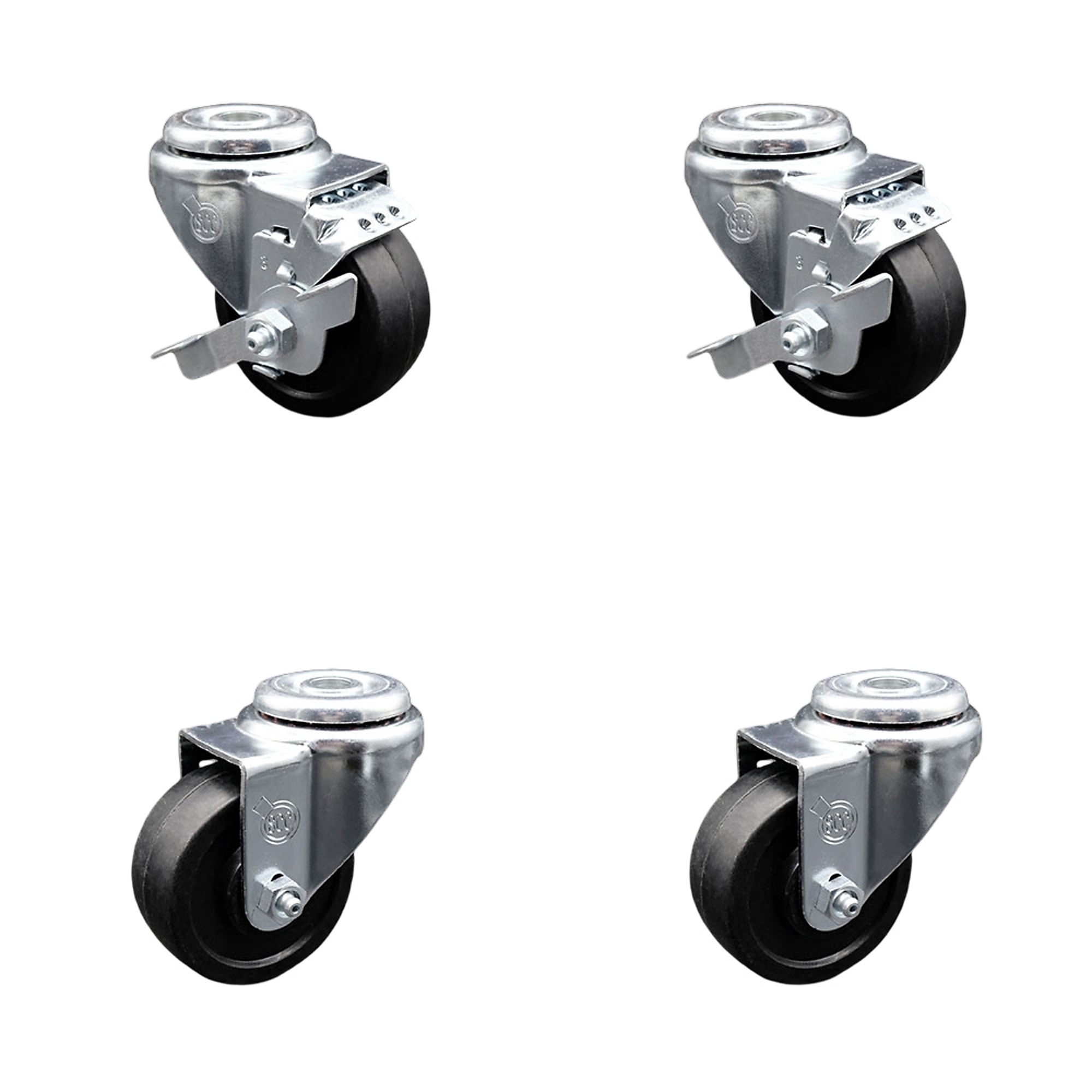 Service Caster, 3Inch x 1 1/4Inch Stem Casters, Wheel Diameter 3 in, Caster Type Swivel, Package (qty.) 4, Model SCC-BH20S314-SRS-2-TLB-2