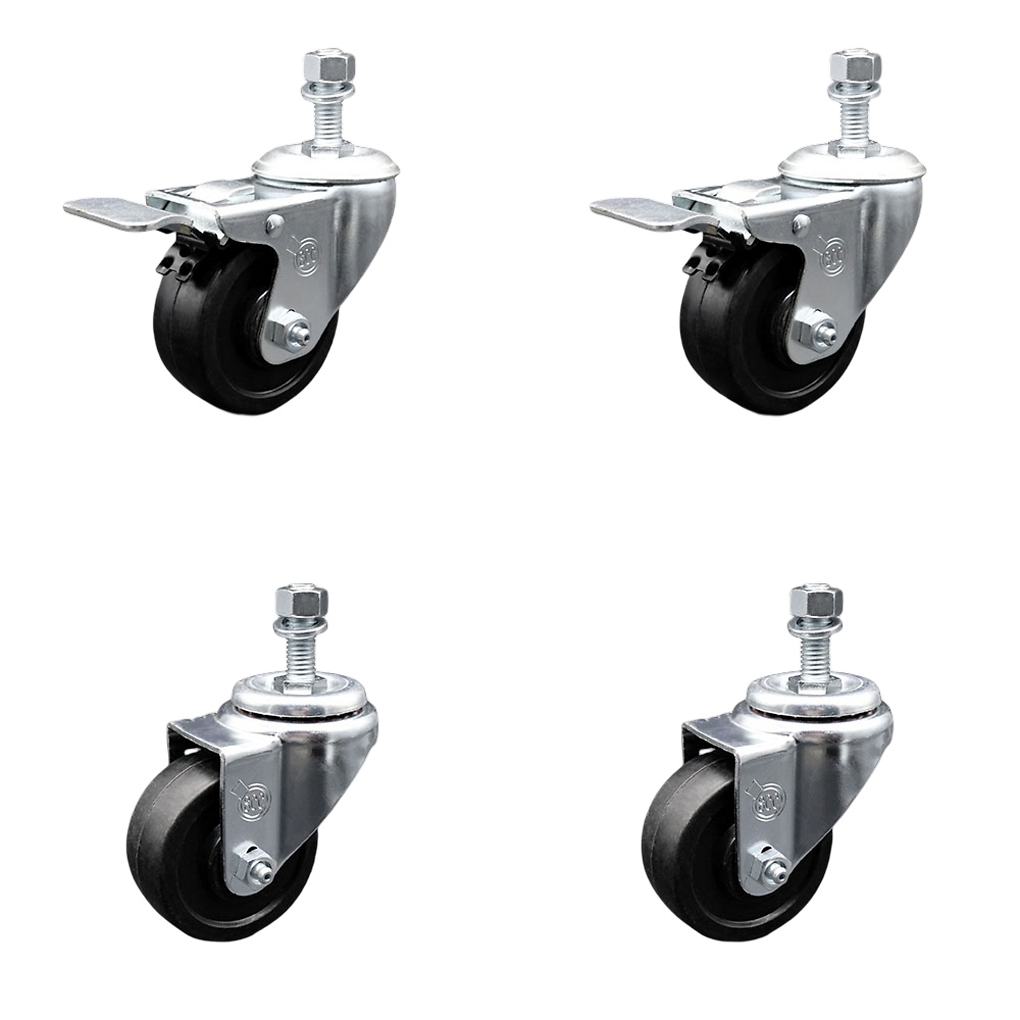 Service Caster, 3 1/2Inch x 1 1/4Inch Stem Casters, Wheel Diameter 3.5 in, Caster Type Swivel, Package (qty.) 4, Model SCC-TSTTL20S3514-SRS-121315-2-S