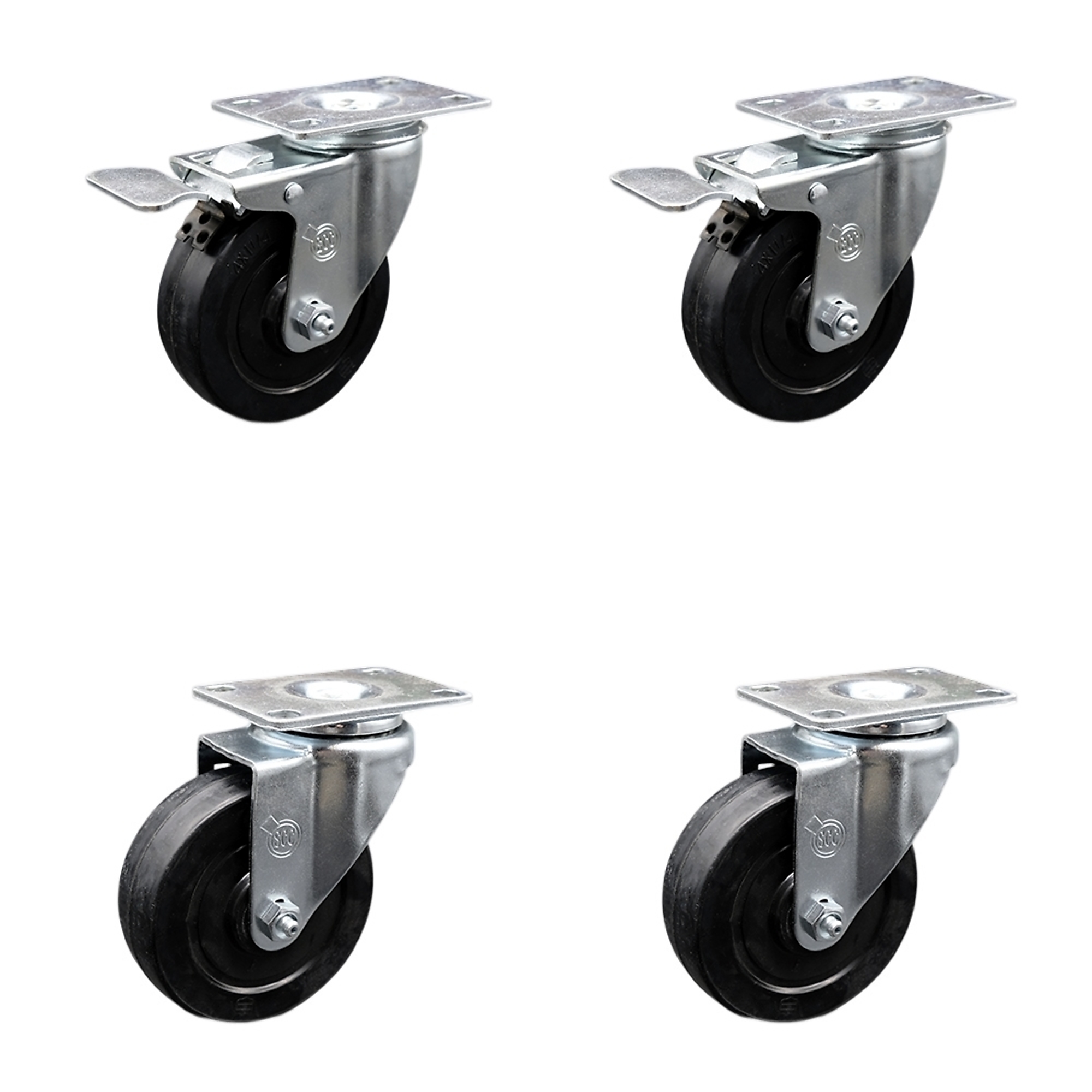 Service Caster, 4Inch x 1 1/4Inch Plate Casters, Wheel Diameter 4 in, Caster Type Swivel, Package (qty.) 4, Model SCC-SSTTL20S414-SRS-2-S-2