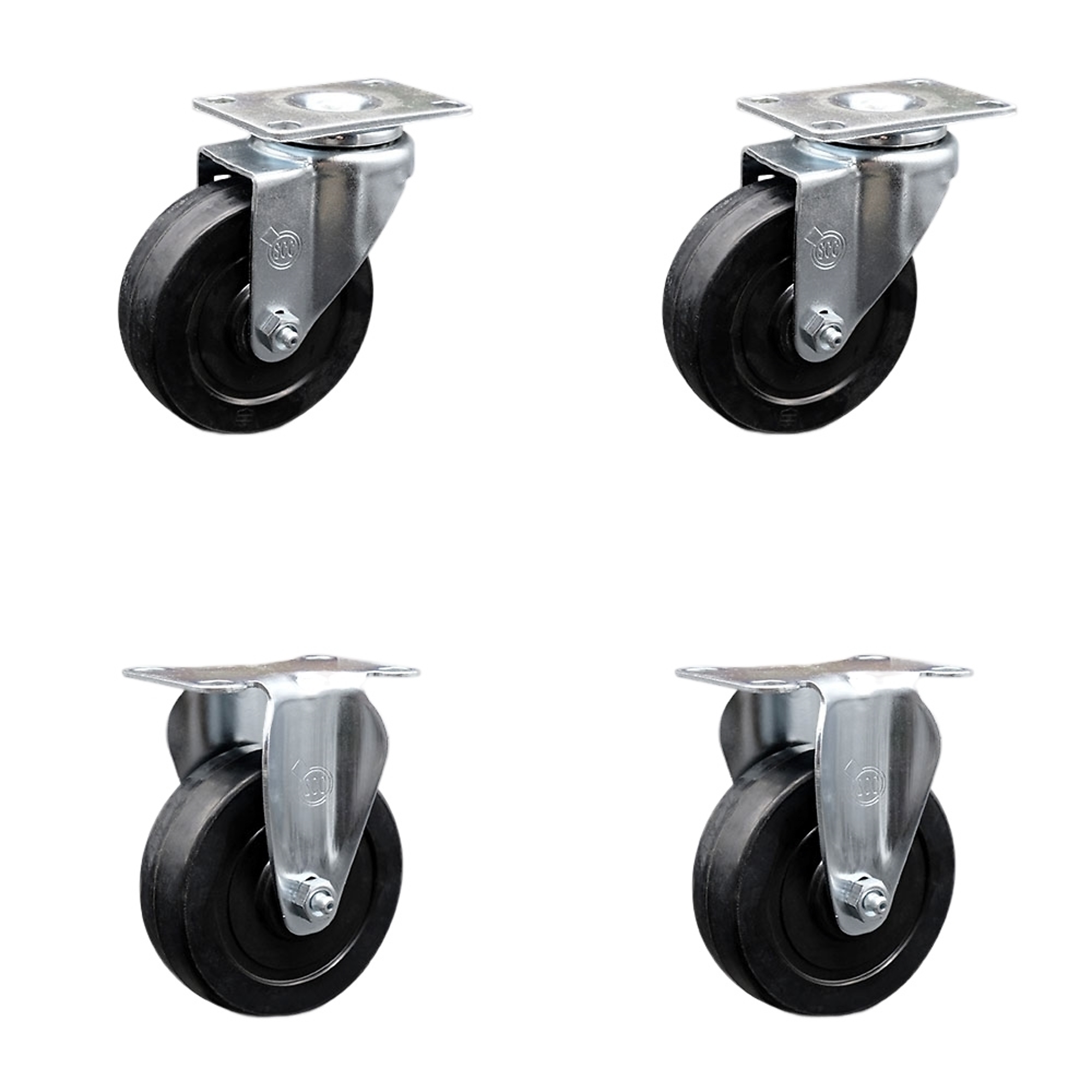 Service Caster, 4Inch x 1 1/4Inch Plate Casters, Wheel Diameter 4 in, Caster Type Swivel, Package (qty.) 4, Model SCC-20S414-SRS-2-R-2