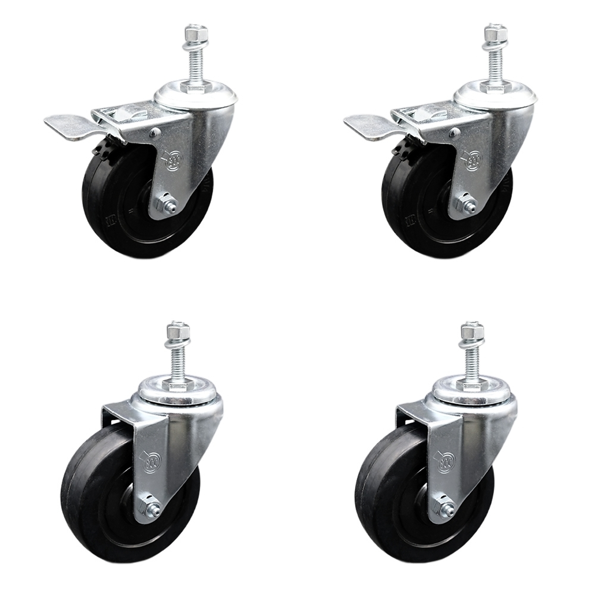 Service Caster, 4Inch x 1 1/4Inch Stem Casters, Wheel Diameter 4 in, Caster Type Swivel, Package (qty.) 4, Model SCC-SSTSTTL20S414-SRS-381615-2-S2