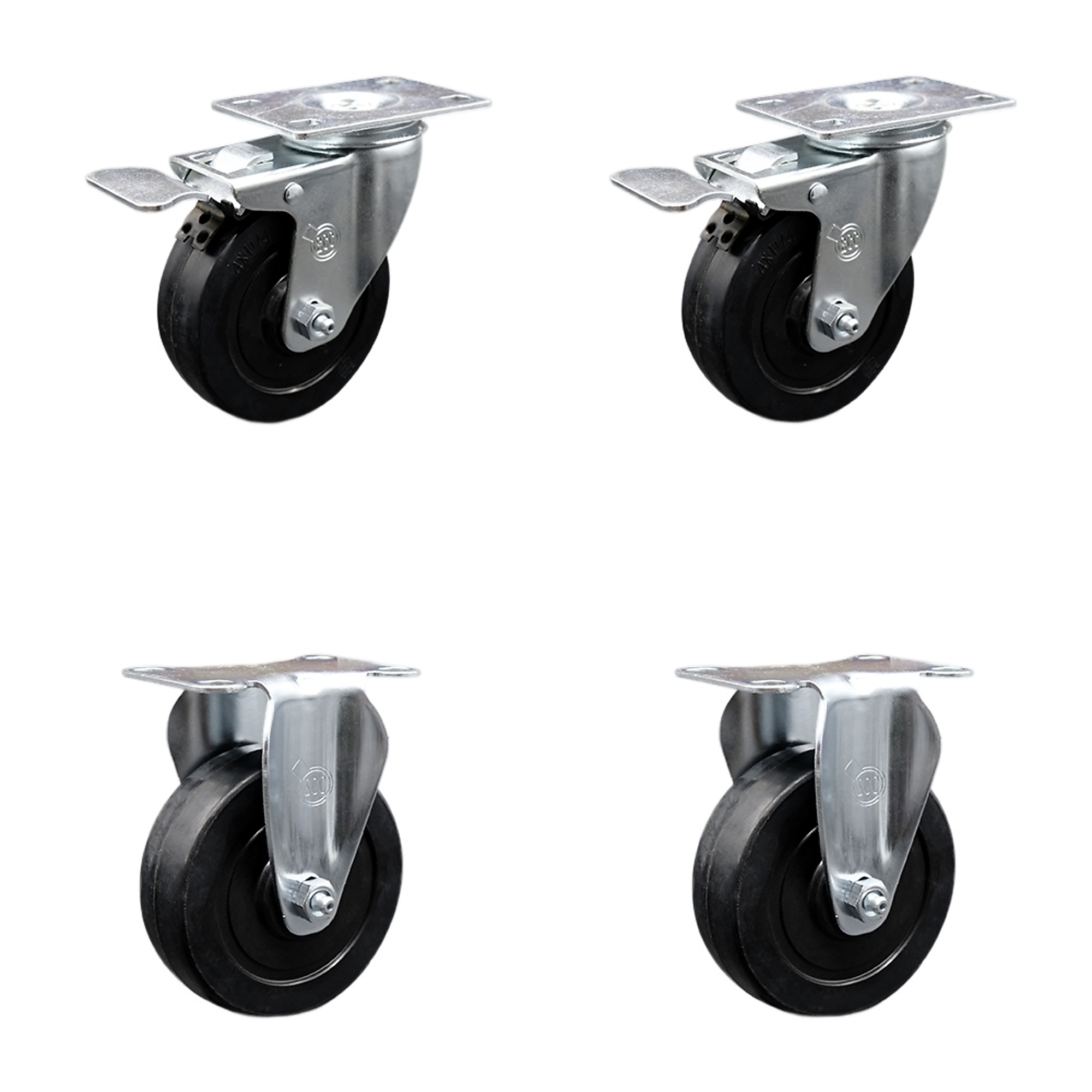 Service Caster, 4Inch x 1 1/4Inch Plate Casters, Wheel Diameter 4 in, Caster Type Swivel, Package (qty.) 4, Model SCC-SSTTL20S414-SRS-2-R-2