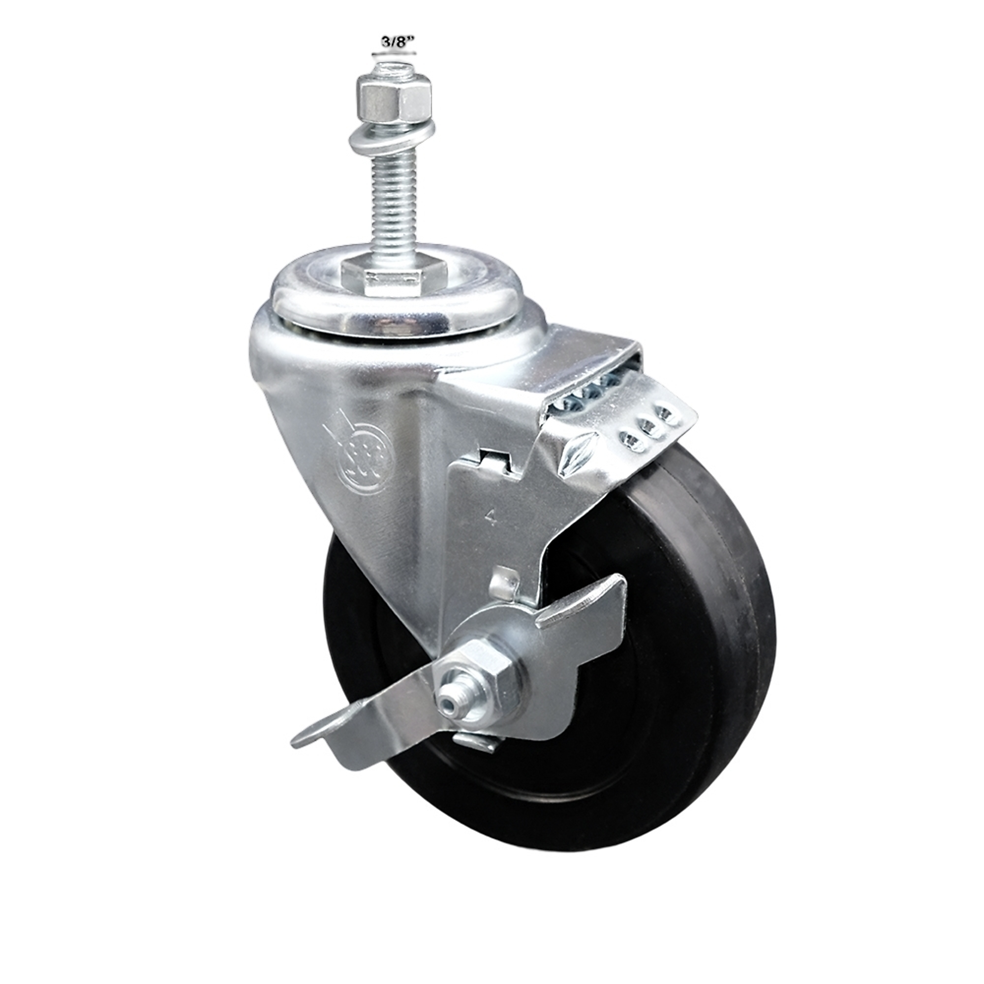 Service Caster, 4Inch x 1 1/4Inch Stem Caster, Wheel Diameter 4 in, Caster Type Swivel, Package (qty.) 1, Model SCC-SSTS20S414-SRS-TLB-381615