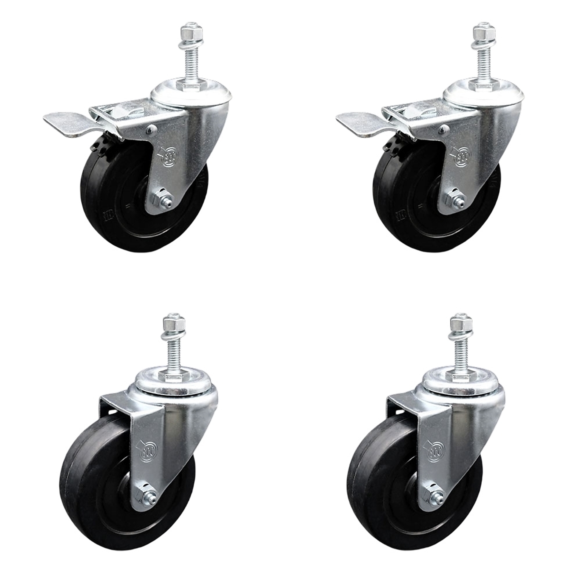 Service Caster, 4Inch x 1 1/4Inch Stem Casters, Wheel Diameter 4 in, Caster Type Swivel, Package (qty.) 4, Model SCC-TSTTL20S414-SRS-381615-2-S-2