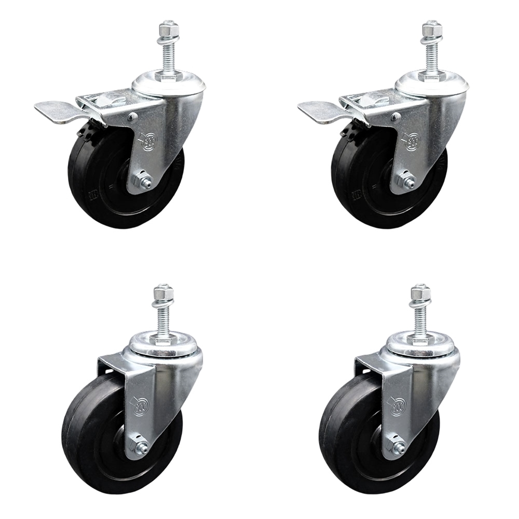 Service Caster, 4Inch x 1 1/4Inch Stem Casters, Wheel Diameter 4 in, Caster Type Swivel, Package (qty.) 4, Model SCC-TSTTL20S414-SRS-M1015-2-S-2