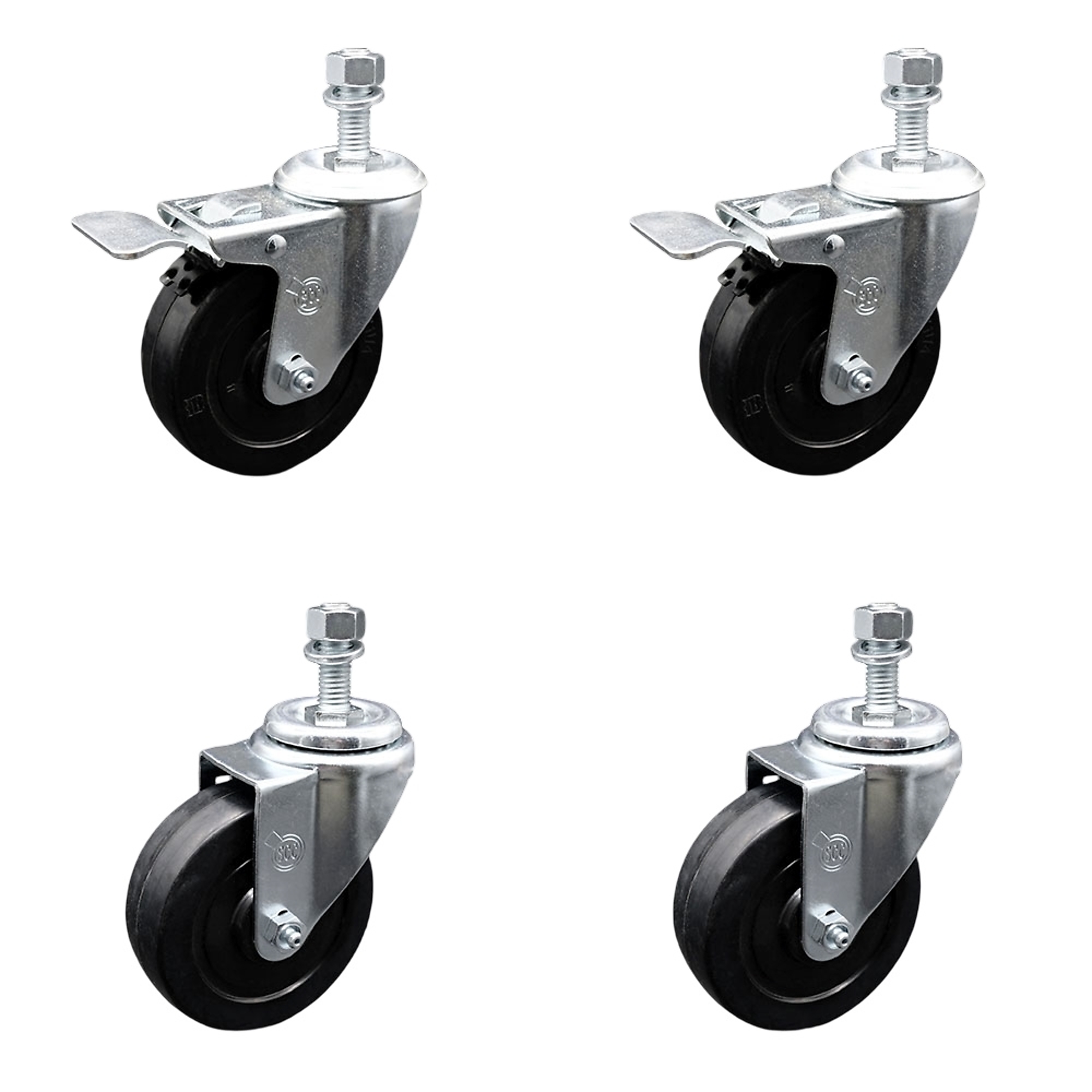 Service Caster, 4Inch x 1 1/4Inch Stem Casters, Wheel Diameter 4 in, Caster Type Swivel, Package (qty.) 4, Model SCC-TSTTL20S414-SRS-M1215-2-S-2