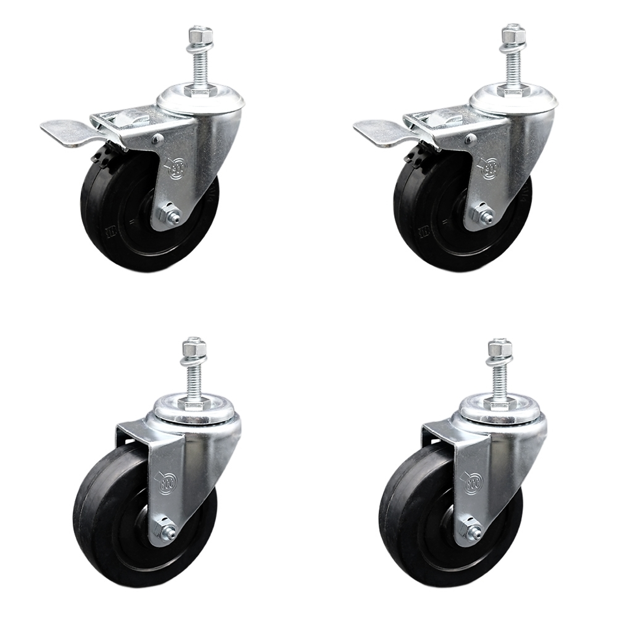 Service Caster, 4Inch x 1 1/4Inch Stem Casters, Wheel Diameter 4 in, Caster Type Swivel, Package (qty.) 4, Model SCC-SSTSTTL20S414-SRS-M1015-2-S-2