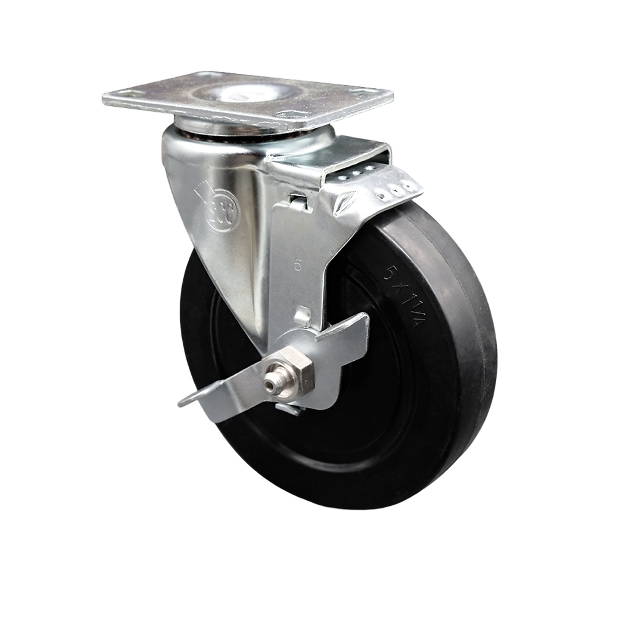 Service Caster, 5Inch x 1 1/4Inch Plate Caster, Wheel Diameter 5 in, Caster Type Swivel, Package (qty.) 1, Model SCC-SS20S514-SRS-TLB