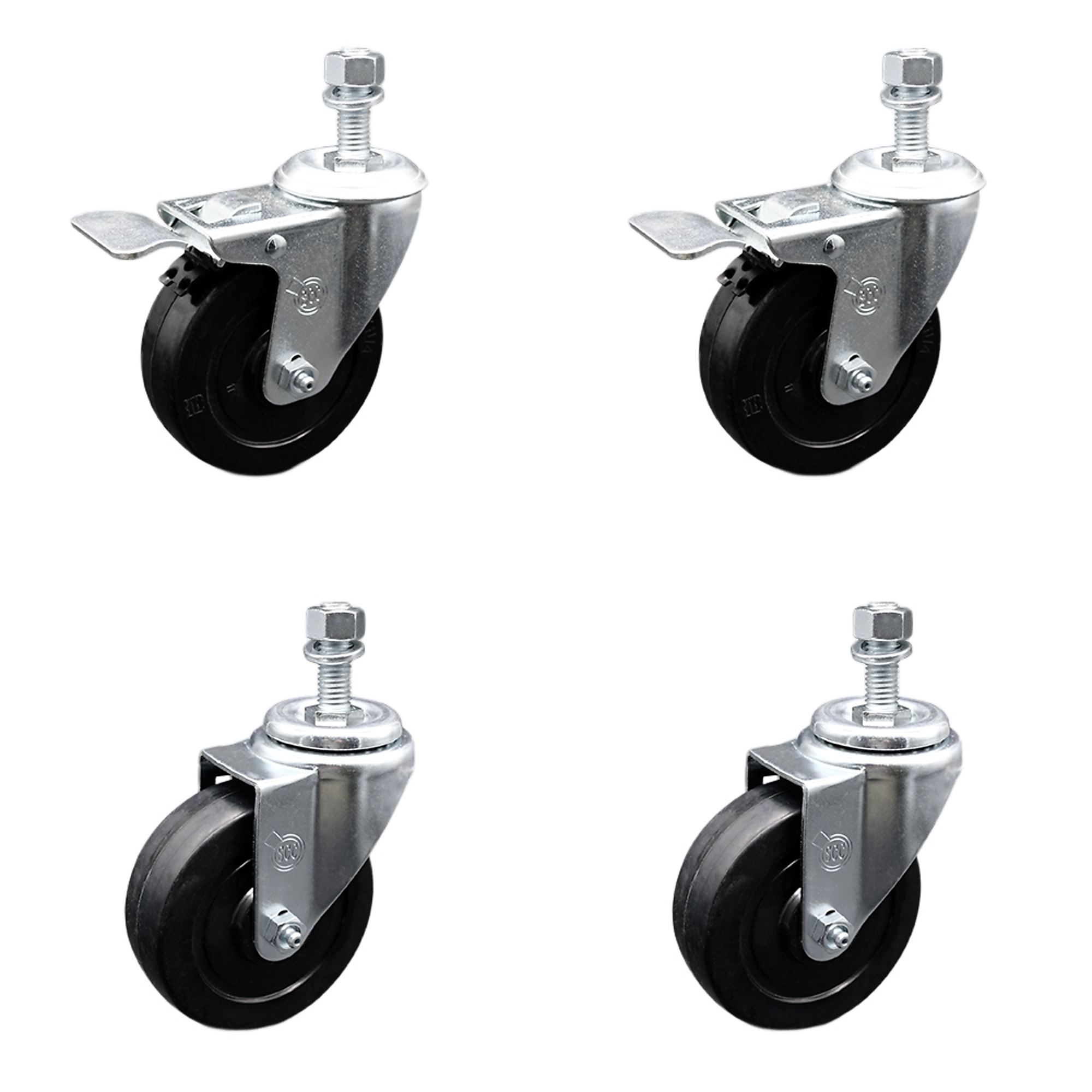 Service Caster, 4Inch x 1 1/4Inch Stem Casters, Wheel Diameter 4 in, Caster Type Swivel, Package (qty.) 4, Model SCC-SSTSTTL20S414-SRS-M1215-2-S-2