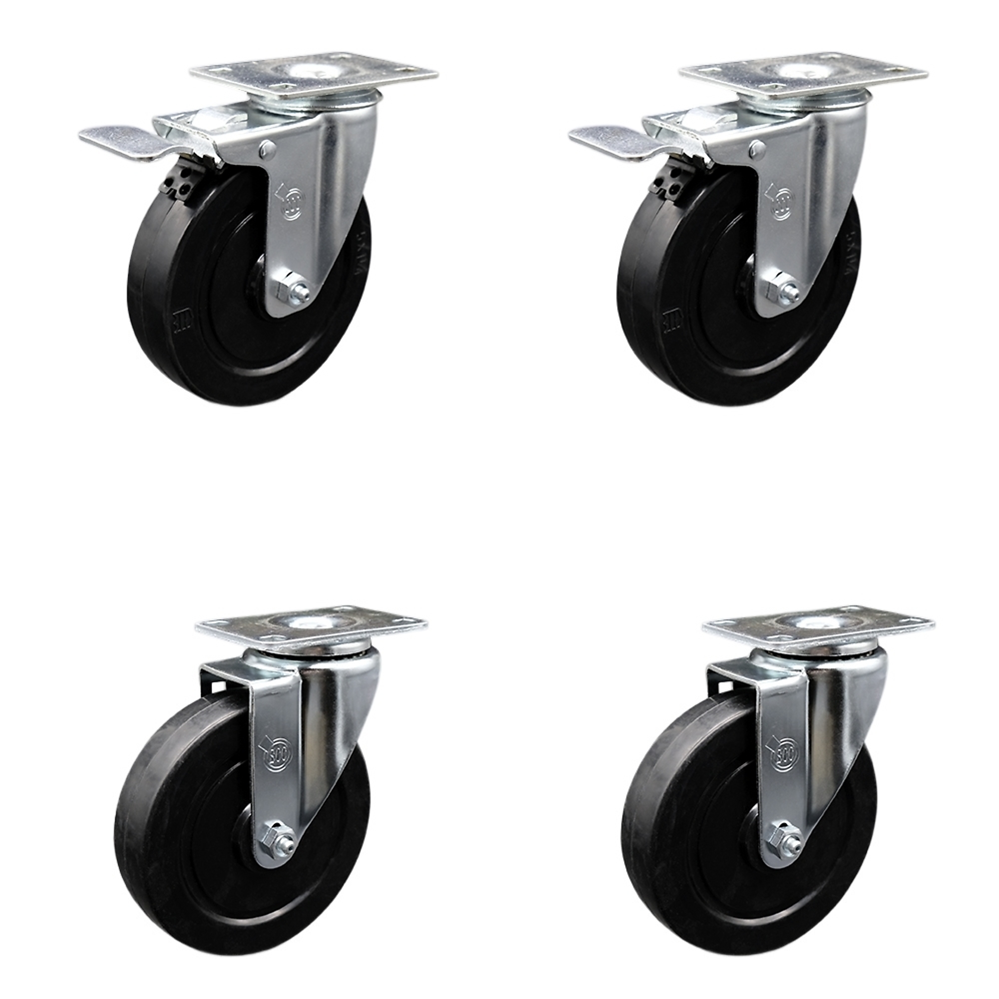 Service Caster, 5Inch x 1 1/4Inch Plate Casters, Wheel Diameter 5 in, Caster Type Swivel, Package (qty.) 4, Model SCC-SSTTL20S514-SRS-2-S-2