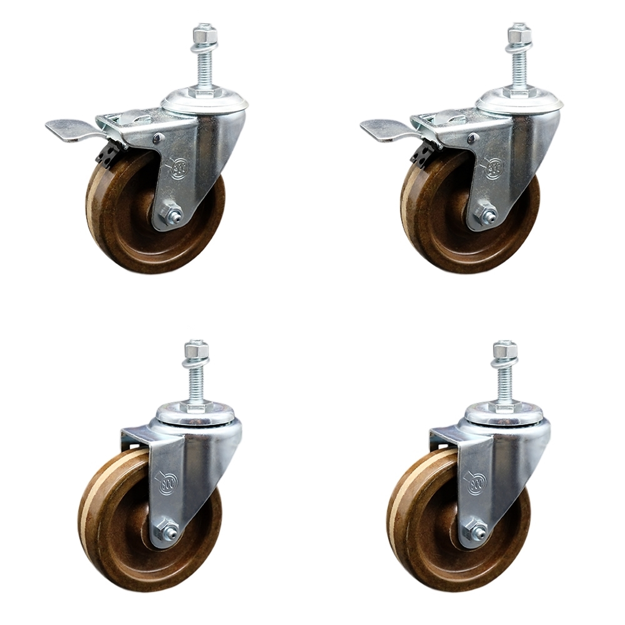 Service Caster, 4Inch x 1 1/4Inch Stem Casters, Wheel Diameter 4 in, Caster Type Swivel, Package (qty.) 4, Model SCC-SSTSTTL20S414-PHSHT-M1015-2-S-2