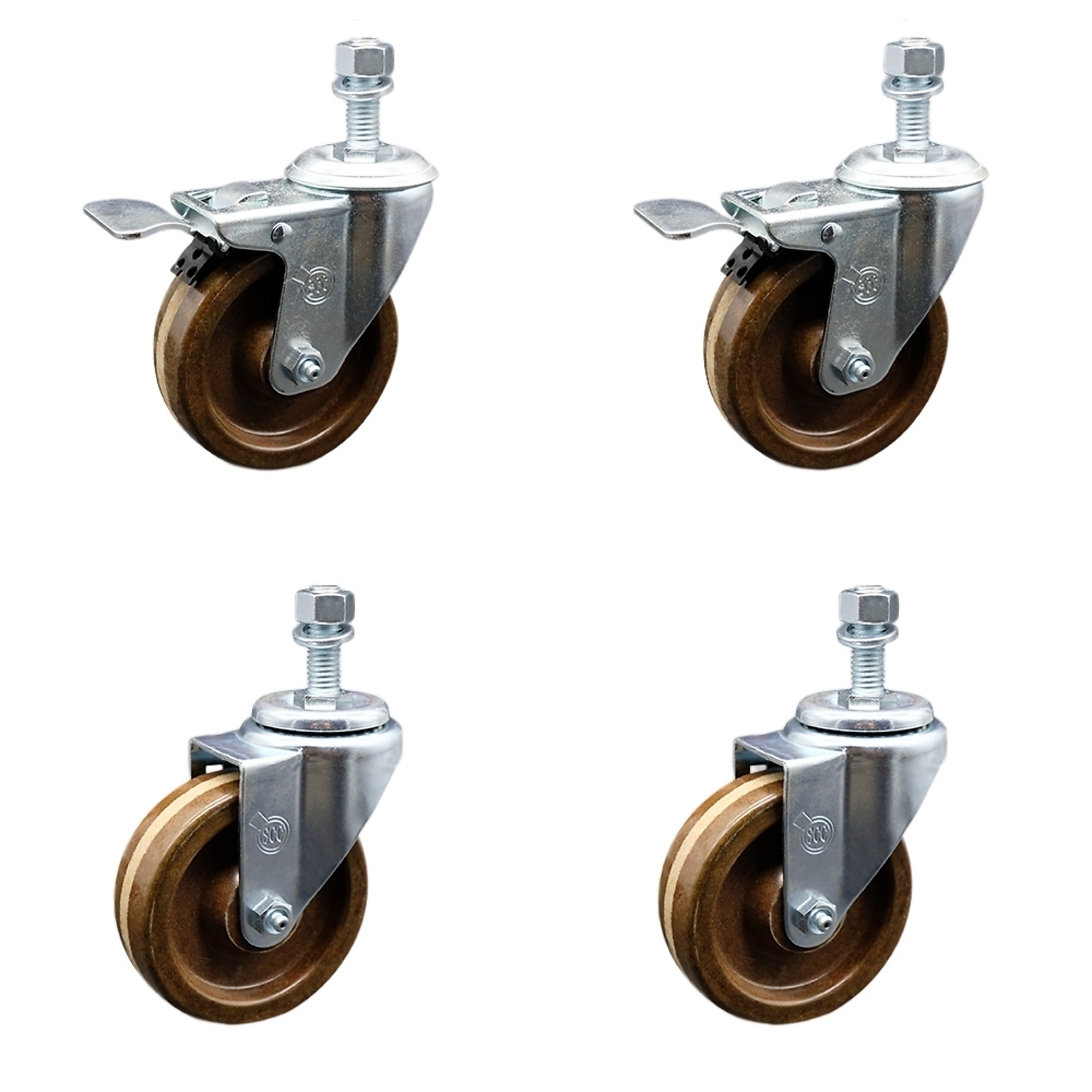 Service Caster, 4Inch x 1 1/4Inch Stem Casters, Wheel Diameter 4 in, Caster Type Swivel, Package (qty.) 4, Model SCC-SSTSTTL20S414-PHSHT-M1215-2-S-2