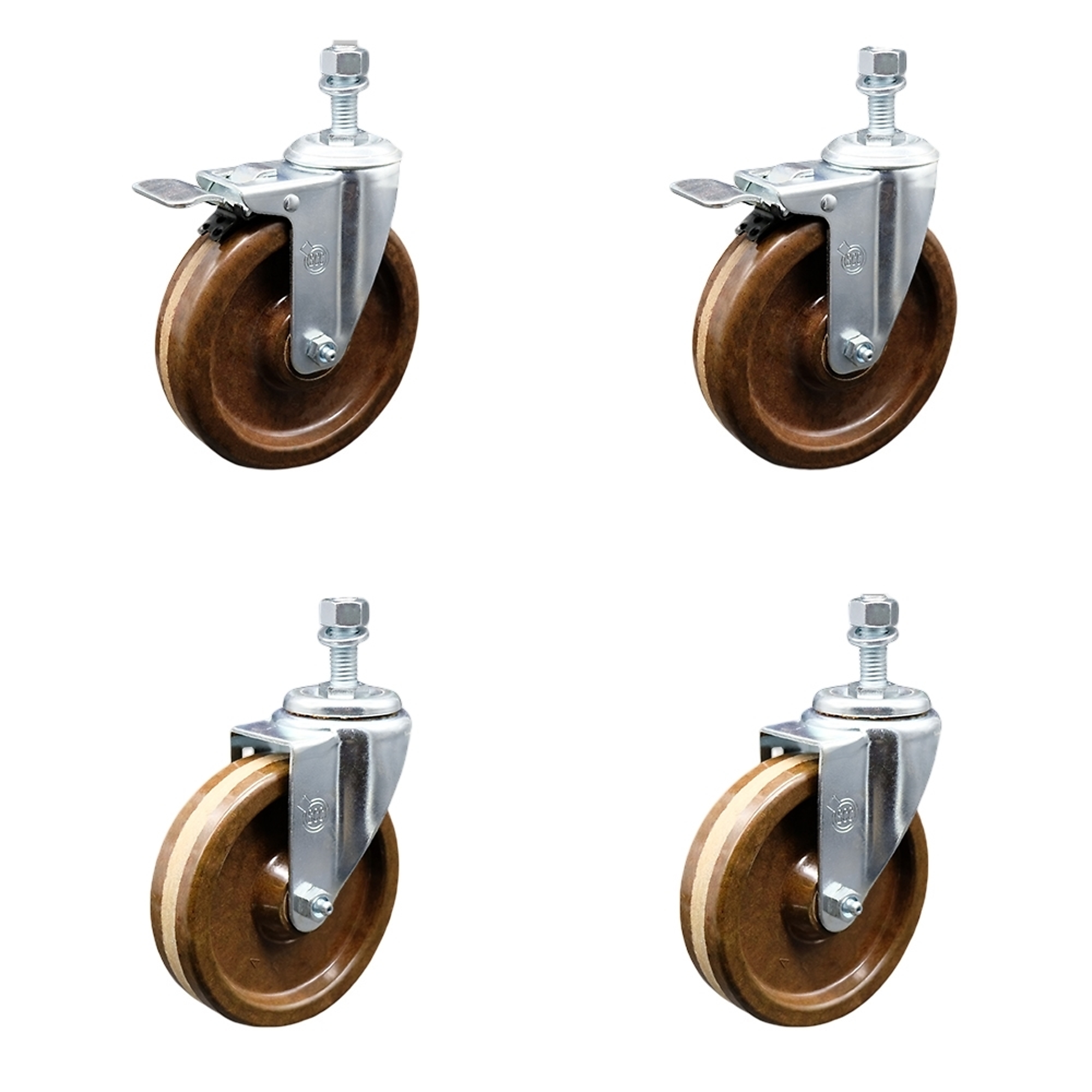 Service Caster, 5Inch x 1 1/4Inch Stem Casters, Wheel Diameter 5 in, Caster Type Swivel, Package (qty.) 4, Model SCC-SSTSTTL20S514-PHSHT-M1215-2-S-2