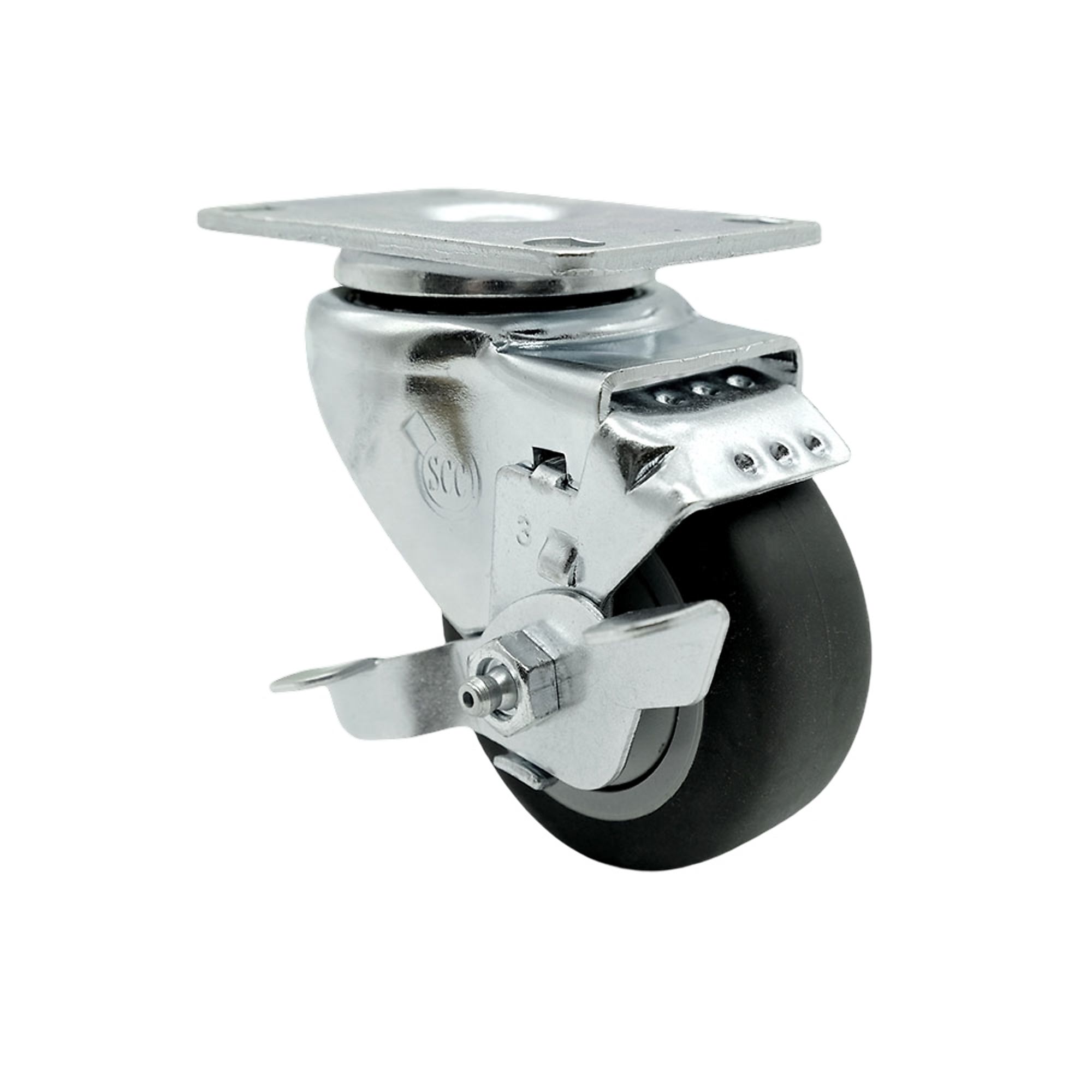 Service Caster, 3Inch x 1 1/4Inch Plate Caster, Wheel Diameter 3 in, Caster Type Swivel, Package (qty.) 1, Model SCC-20S314-TPRB-TLB