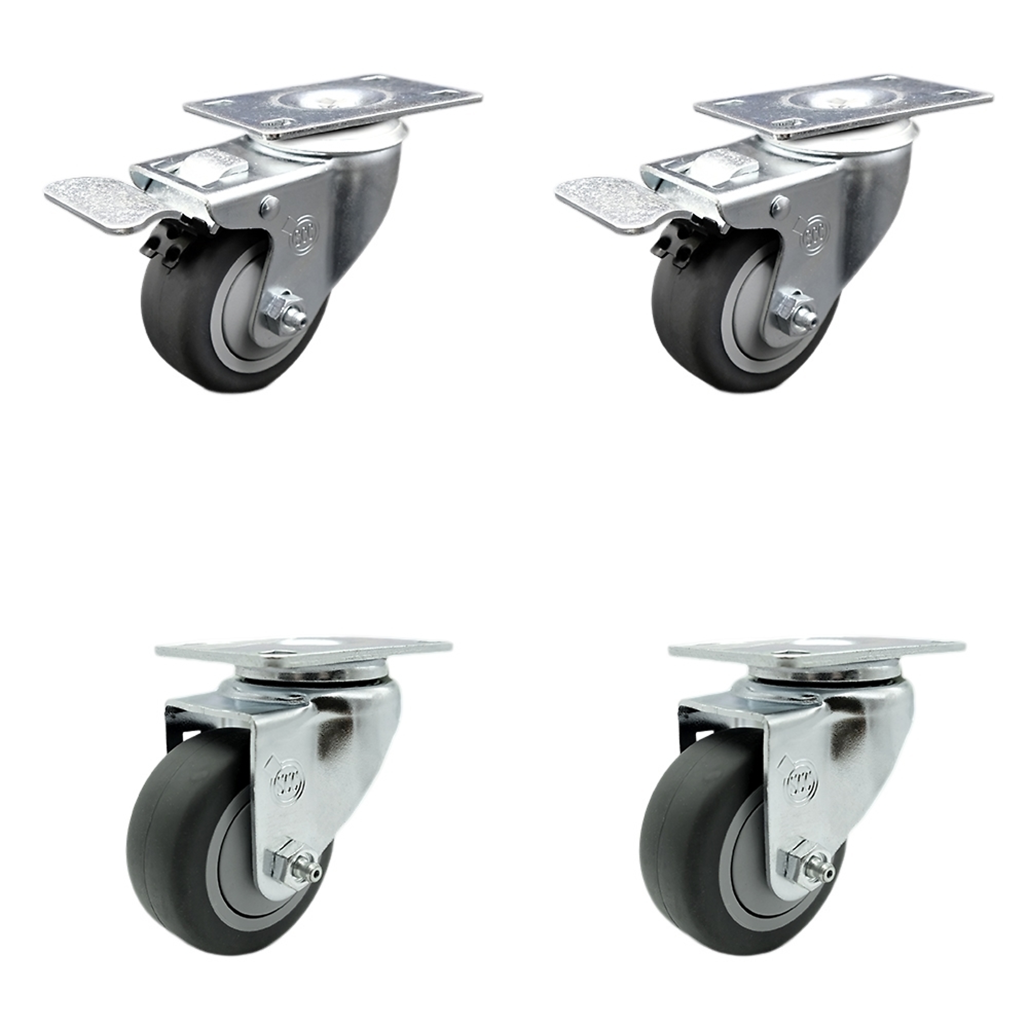 Service Caster, 3Inch x 1 1/4Inch Plate Casters, Wheel Diameter 3 in, Caster Type Swivel, Package (qty.) 4, Model SCC-SSTTL20S314-TPRB-2-S-2