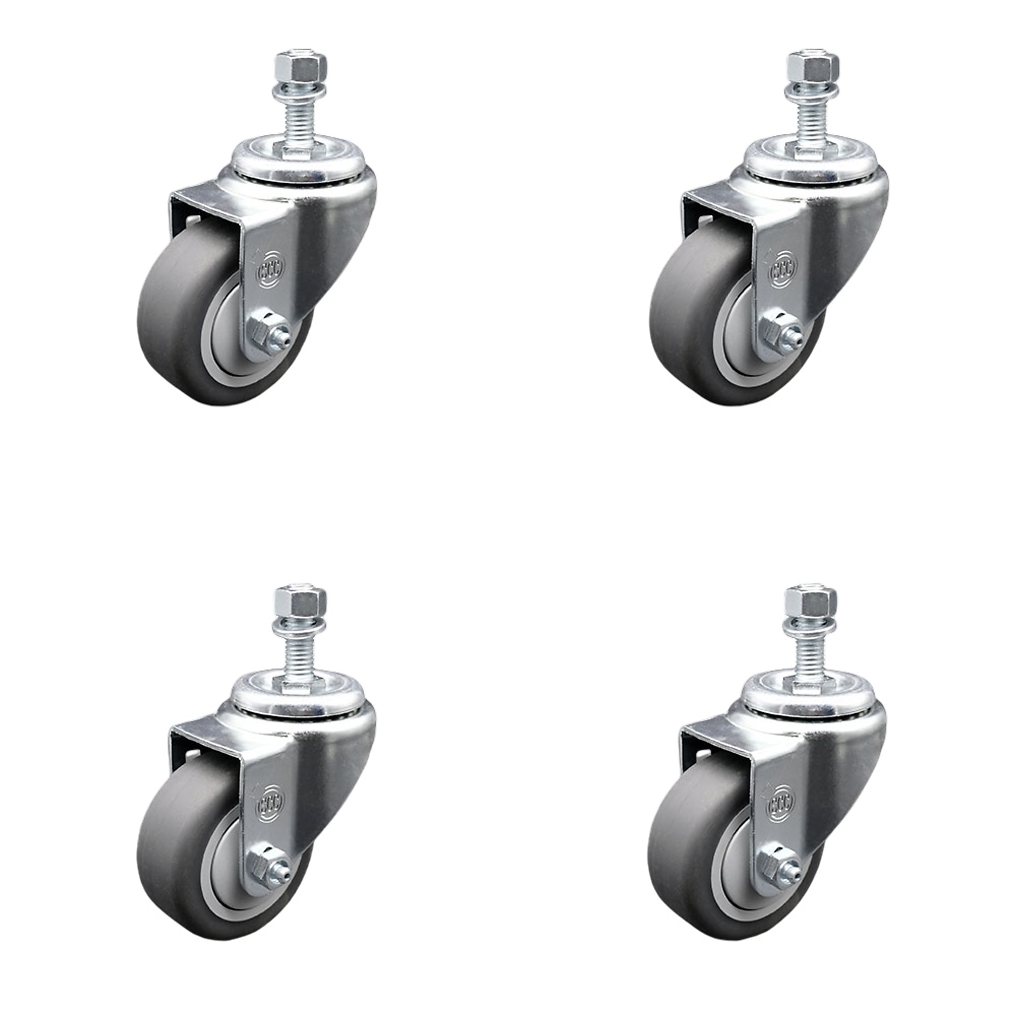 Service Caster, 3 1/2Inch x 1 1/4Inch Stem Casters, Wheel Diameter 3.5 in, Caster Type Swivel, Package (qty.) 4, Model SCC-TS20S3514-TPRB-381615-2-TLB