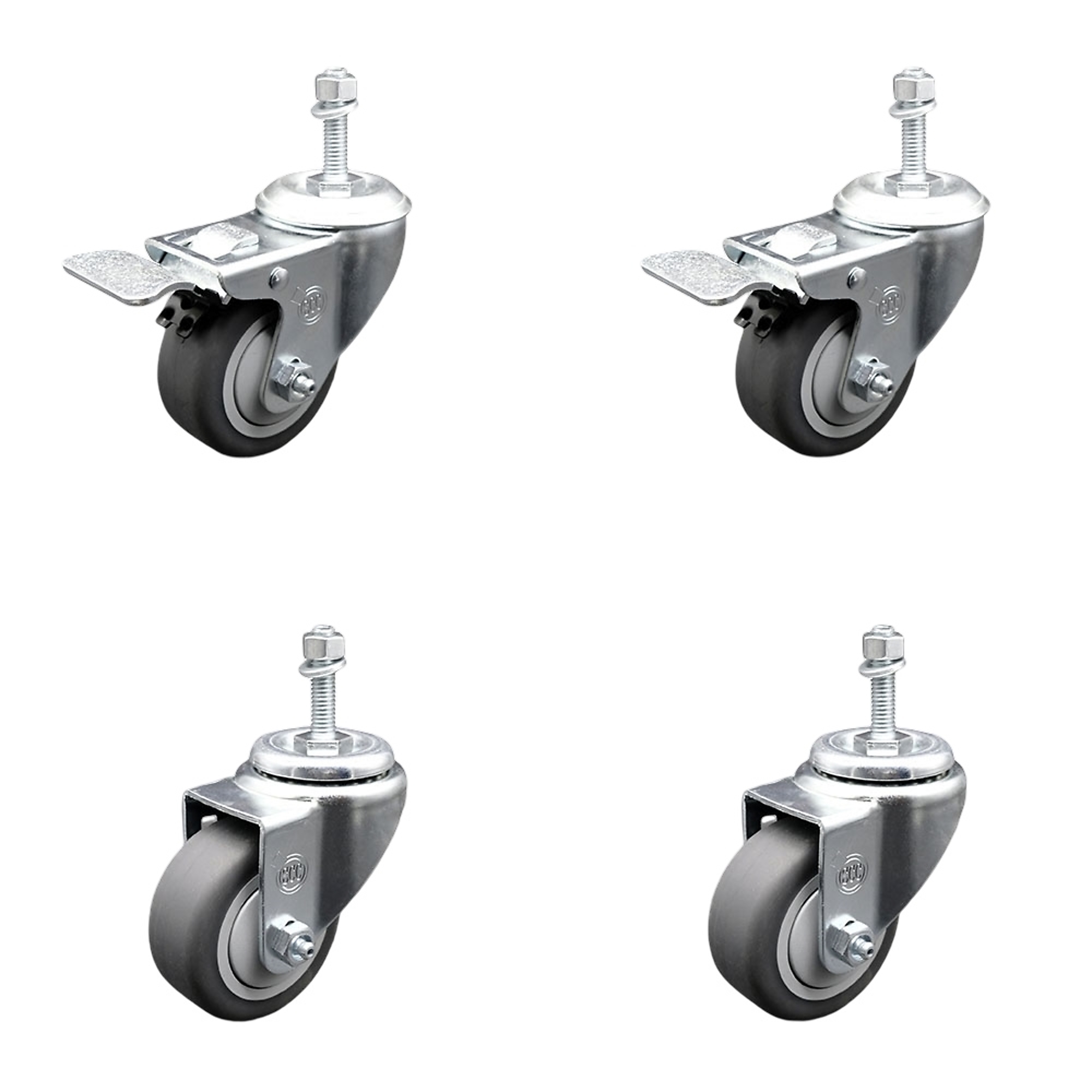 Service Caster, 3 1/2Inch x 1 1/4Inch Stem Casters, Wheel Diameter 3.5 in, Caster Type Swivel, Package (qty.) 4, Model SCC-TSTTL20S3514-TPRB-M1015-2-S