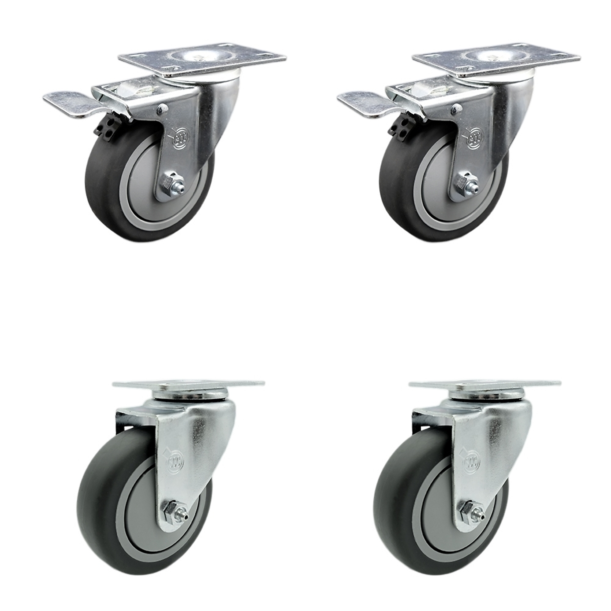 Service Caster, 4Inch x 1 1/4Inch Plate Casters, Wheel Diameter 4 in, Caster Type Swivel, Package (qty.) 4, Model SCC-SSTTL20S414-TPRB-2-S-2