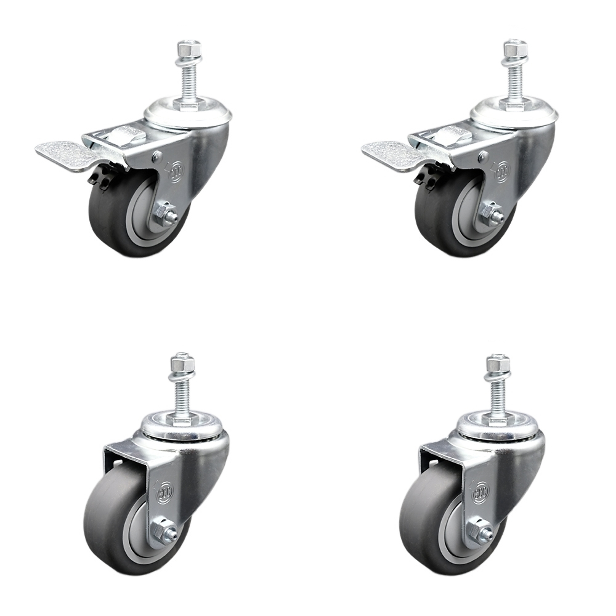 Service Caster, 3 1/2Inch x 1 1/4Inch Stem Casters, Wheel Diameter 3.5 in, Caster Type Swivel, Package (qty.) 4, Model SCC-SSTSTTL20S3514-TPRB-M1015-2