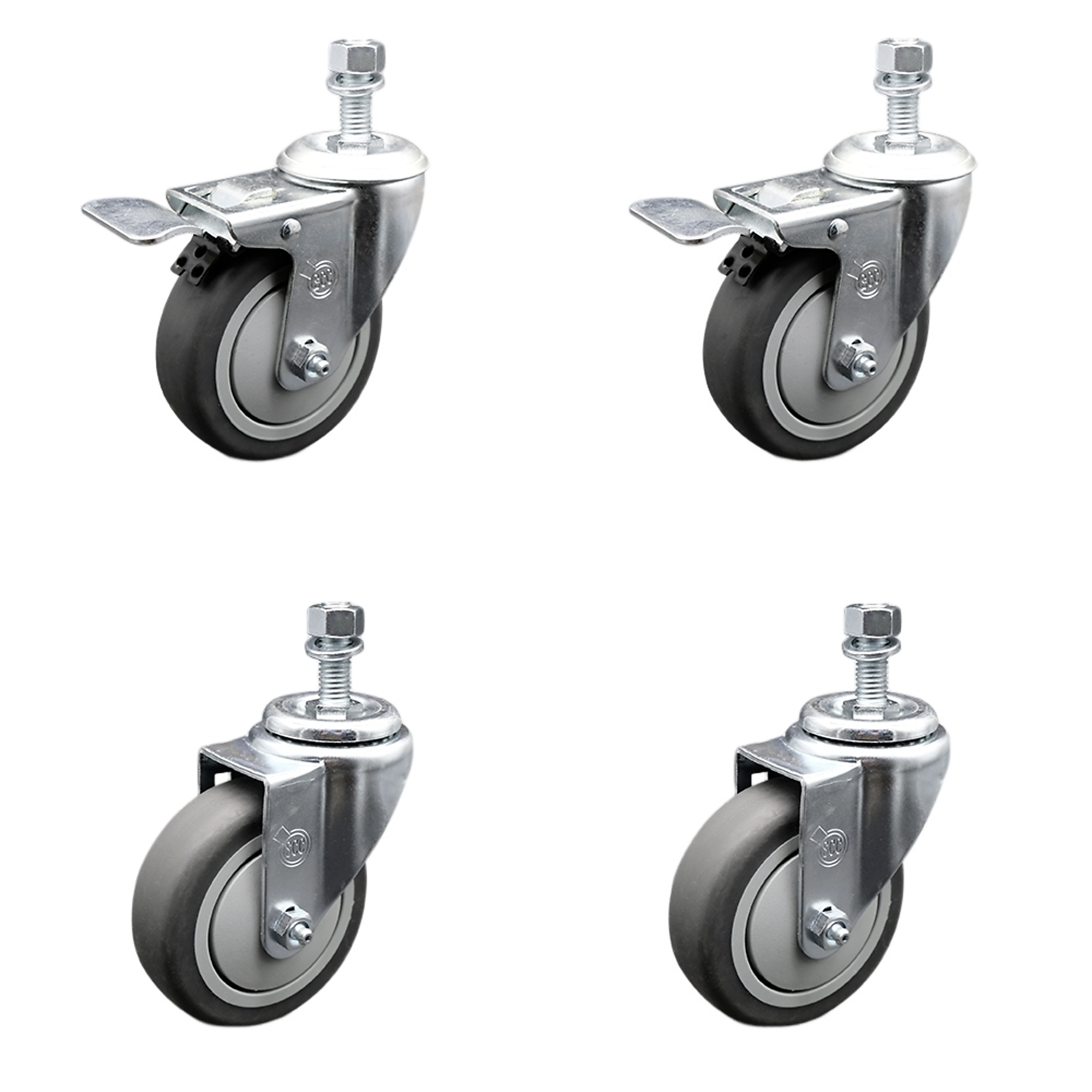 Service Caster, 4Inch x 1 1/4Inch Stem Casters, Wheel Diameter 4 in, Caster Type Swivel, Package (qty.) 4, Model SCC-SSTSTTL20S414-TPRB-121315-2-S-2