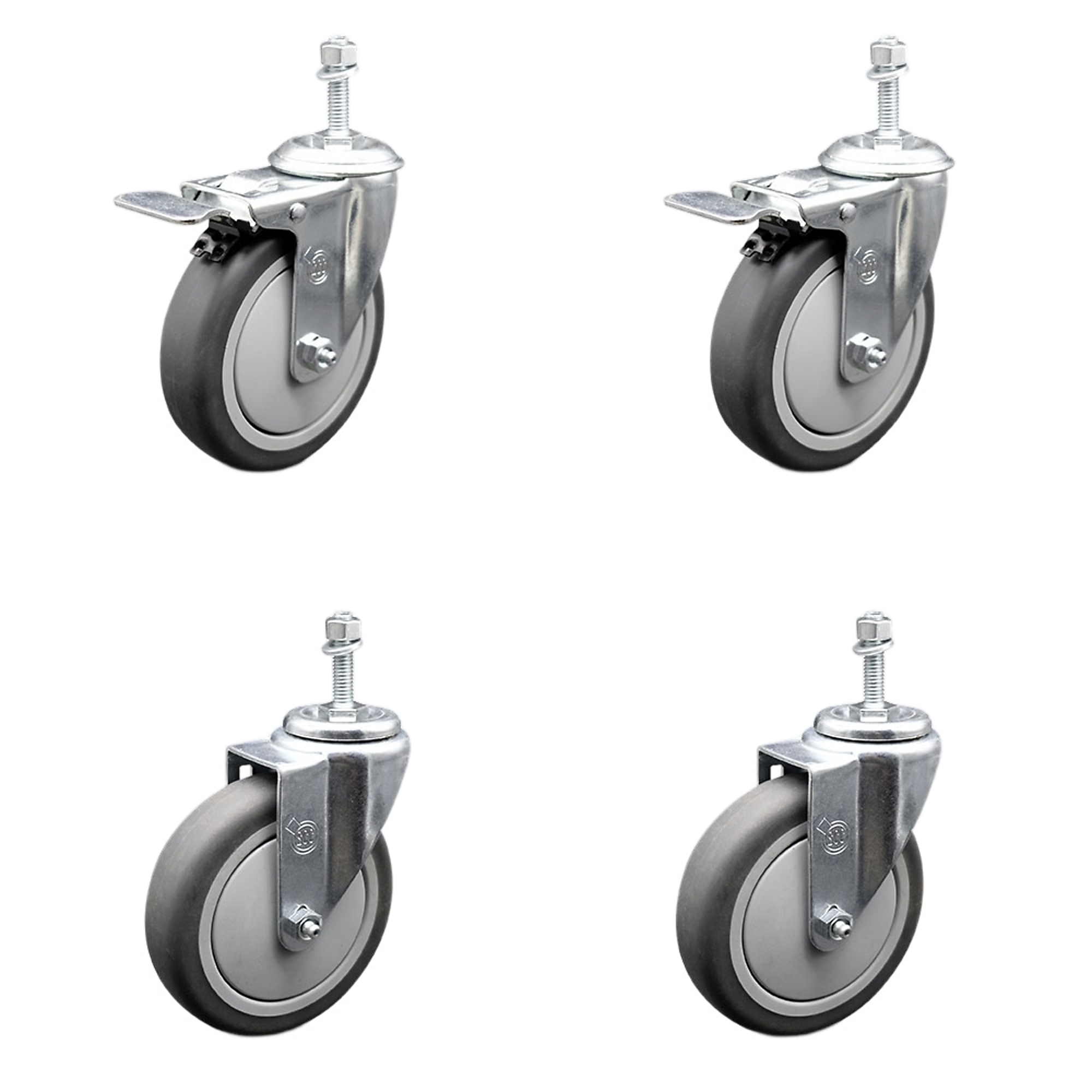 Service Caster, 5Inch x 1 1/4Inch Stem Casters, Wheel Diameter 5 in, Caster Type Swivel, Package (qty.) 4, Model SCC-TSTTL20S514-TPRB-381615-2-S-2