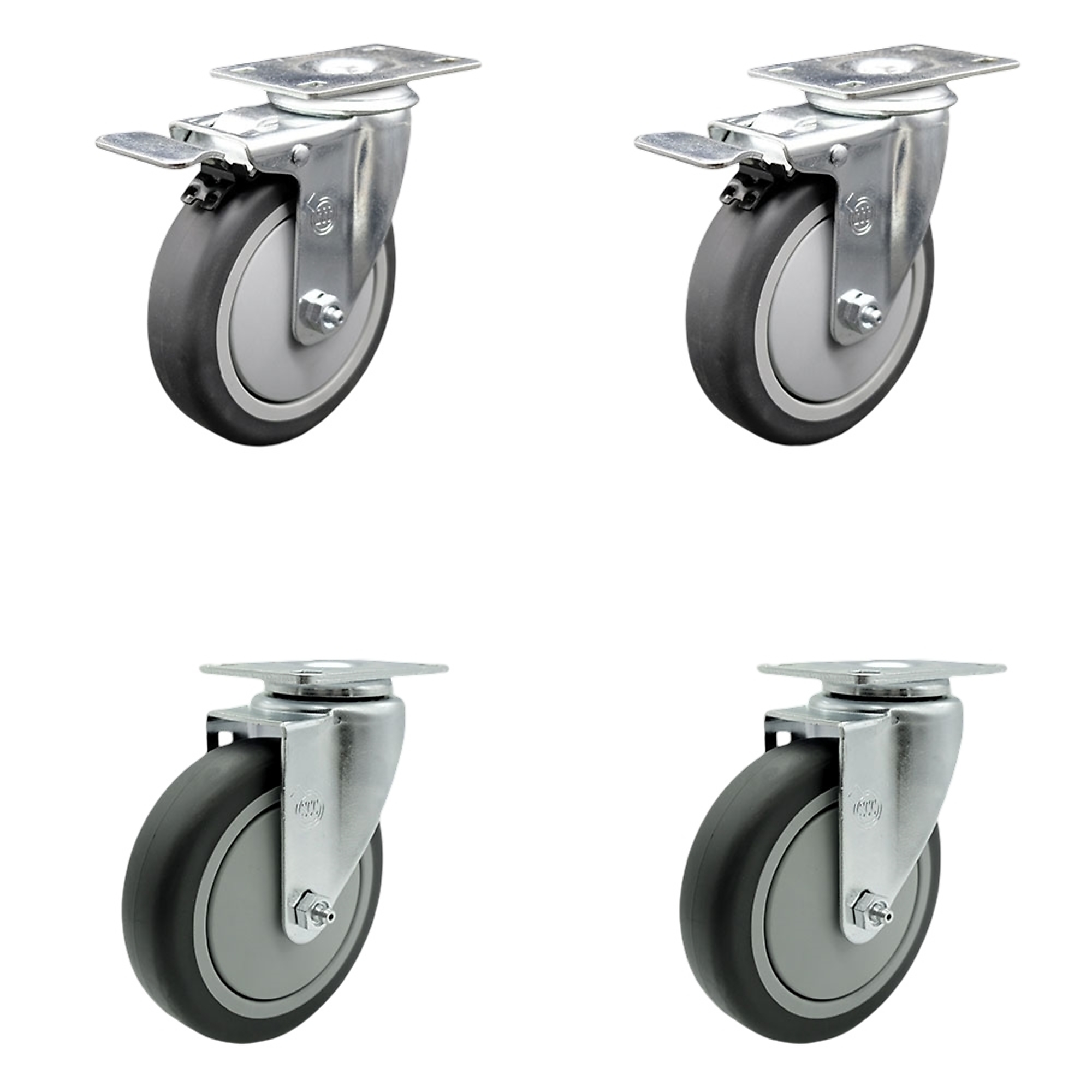 Service Caster, 5Inch x 1 1/4Inch Plate Casters, Wheel Diameter 5 in, Caster Type Swivel, Package (qty.) 4, Model SCC-SSTTL20S514-TPRB-2-S-2