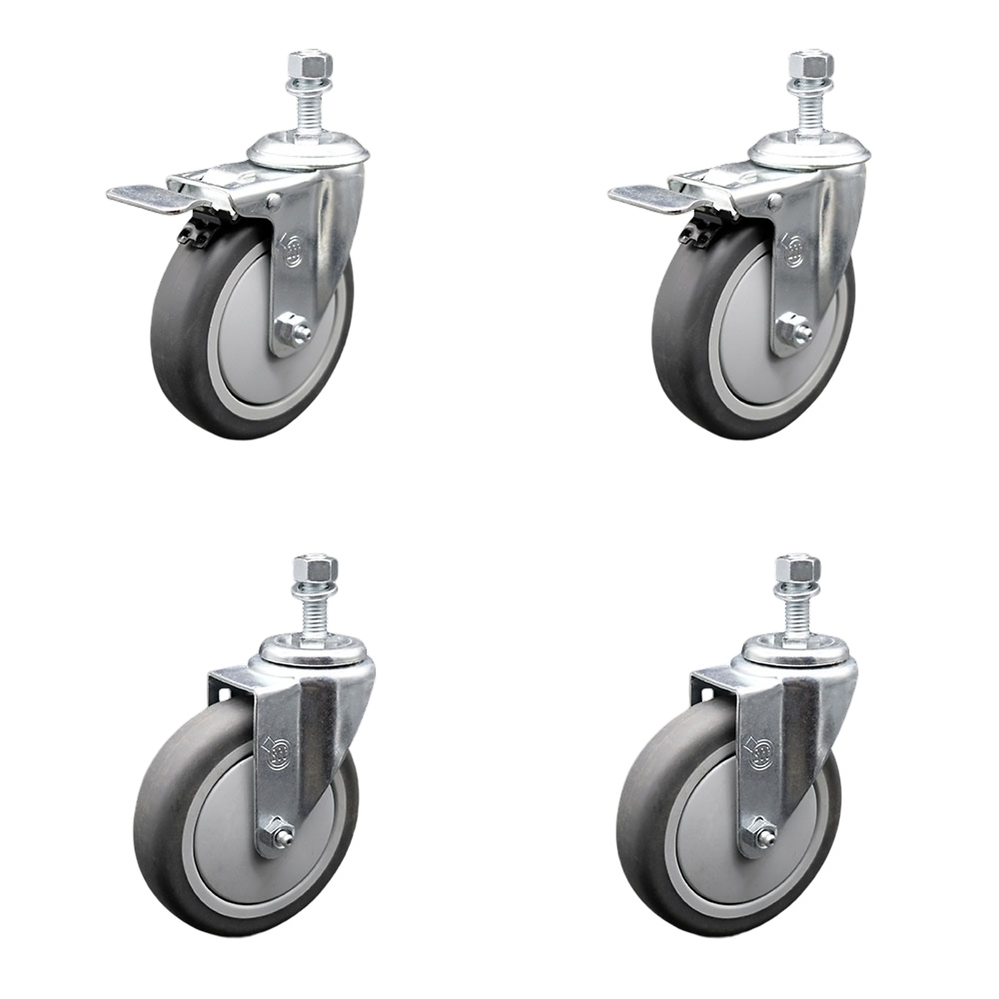 Service Caster, 5Inch x 1 1/4Inch Stem Casters, Wheel Diameter 5 in, Caster Type Swivel, Package (qty.) 4, Model SCC-TSTTL20S514-TPRB-M1215-2-S-2