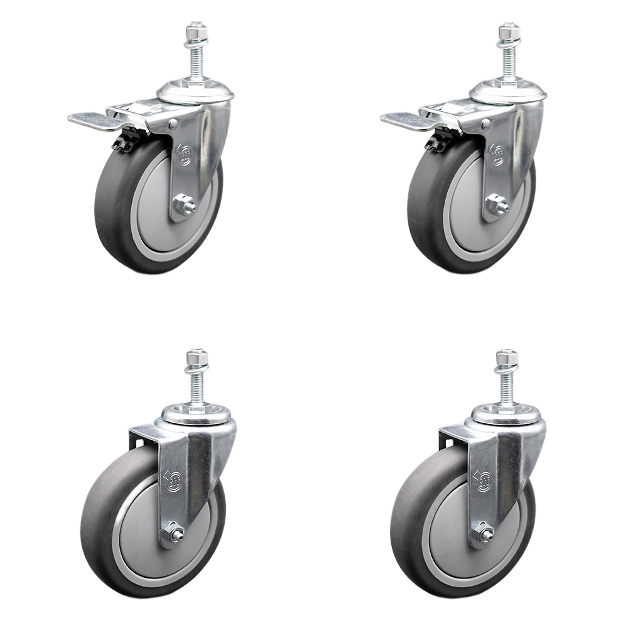 Service Caster, 5Inch x 1 1/4Inch Stem Casters, Wheel Diameter 5 in, Caster Type Swivel, Package (qty.) 4, Model SCC-SSTSTTL20S514-TPRB-M1015-2-S-2