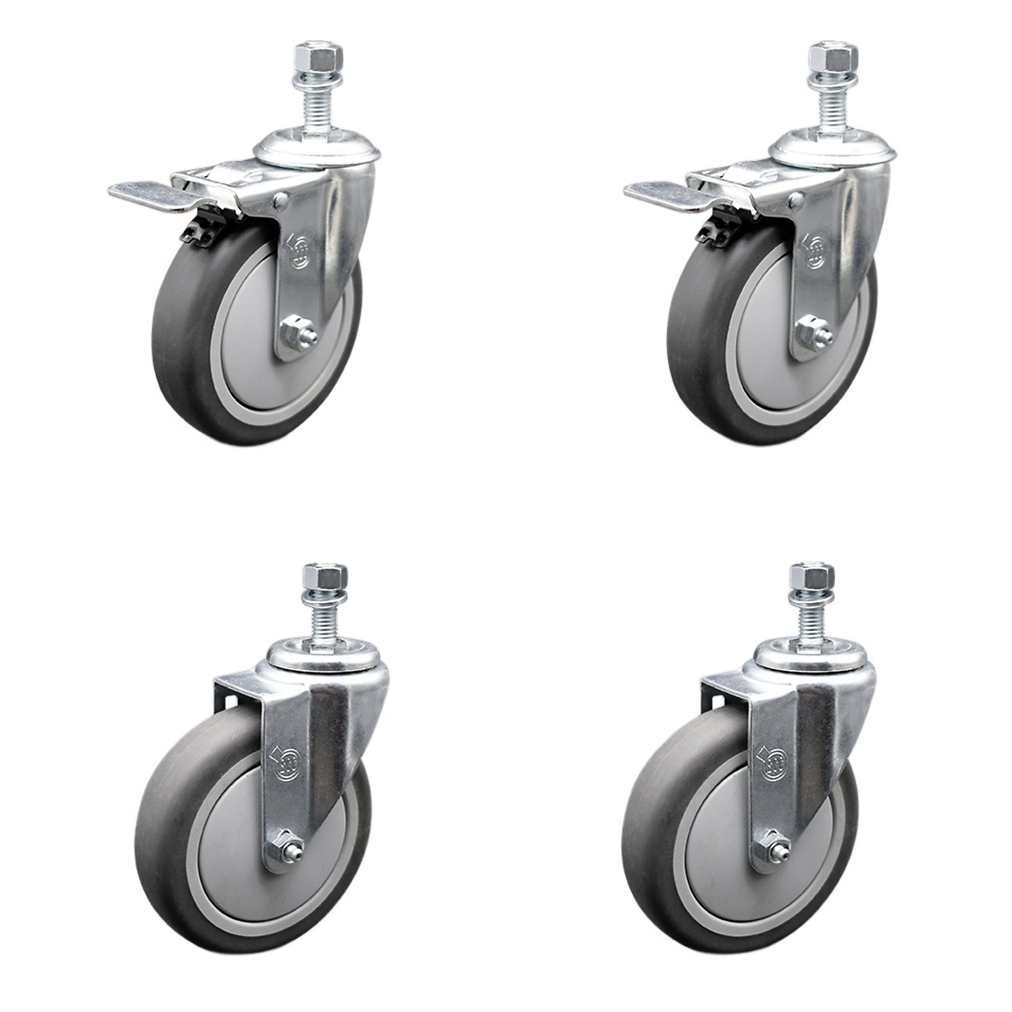 Service Caster, 5Inch x 1 1/4Inch Stem Casters, Wheel Diameter 5 in, Caster Type Swivel, Package (qty.) 4, Model SCC-SSTSTTL20S514-TPRB-121315-2-S-2