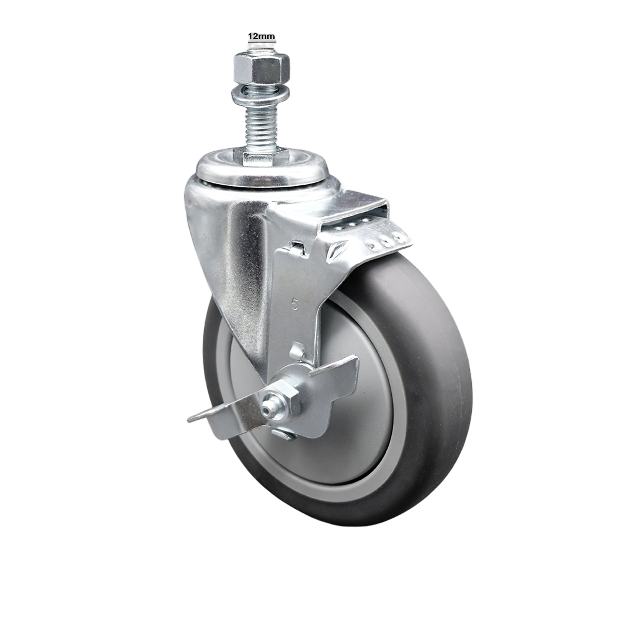 Service Caster, 5Inch x 1 1/4Inch Stem Caster, Wheel Diameter 5 in, Caster Type Swivel, Package (qty.) 1, Model SCC-SSTS20S514-TPRB-TLB-M1215