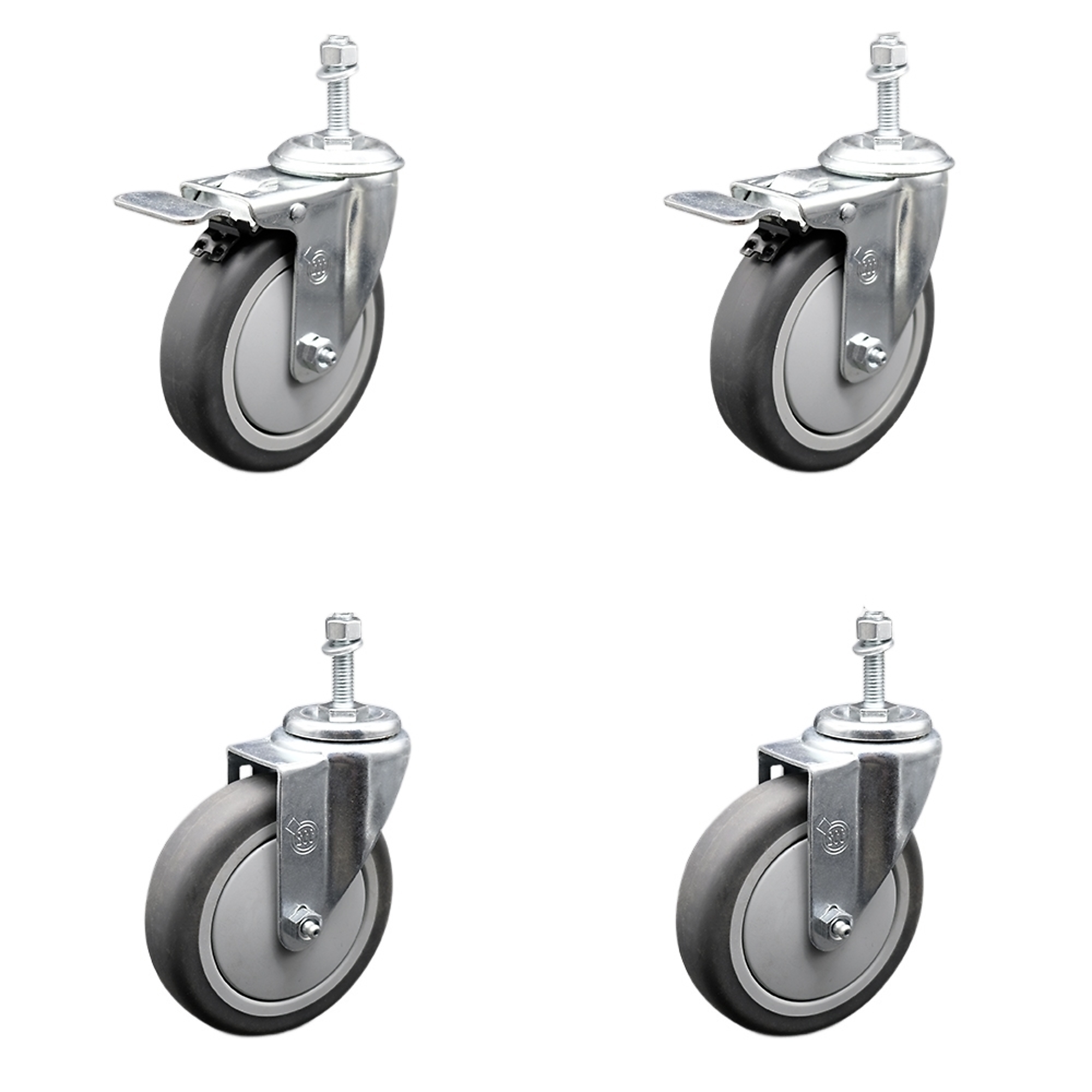 Service Caster, 5Inch x 1 1/4Inch Stem Casters, Wheel Diameter 5 in, Caster Type Swivel, Package (qty.) 4, Model SCC-SSTSTTL20S514-TPRB-381615-2-S-2